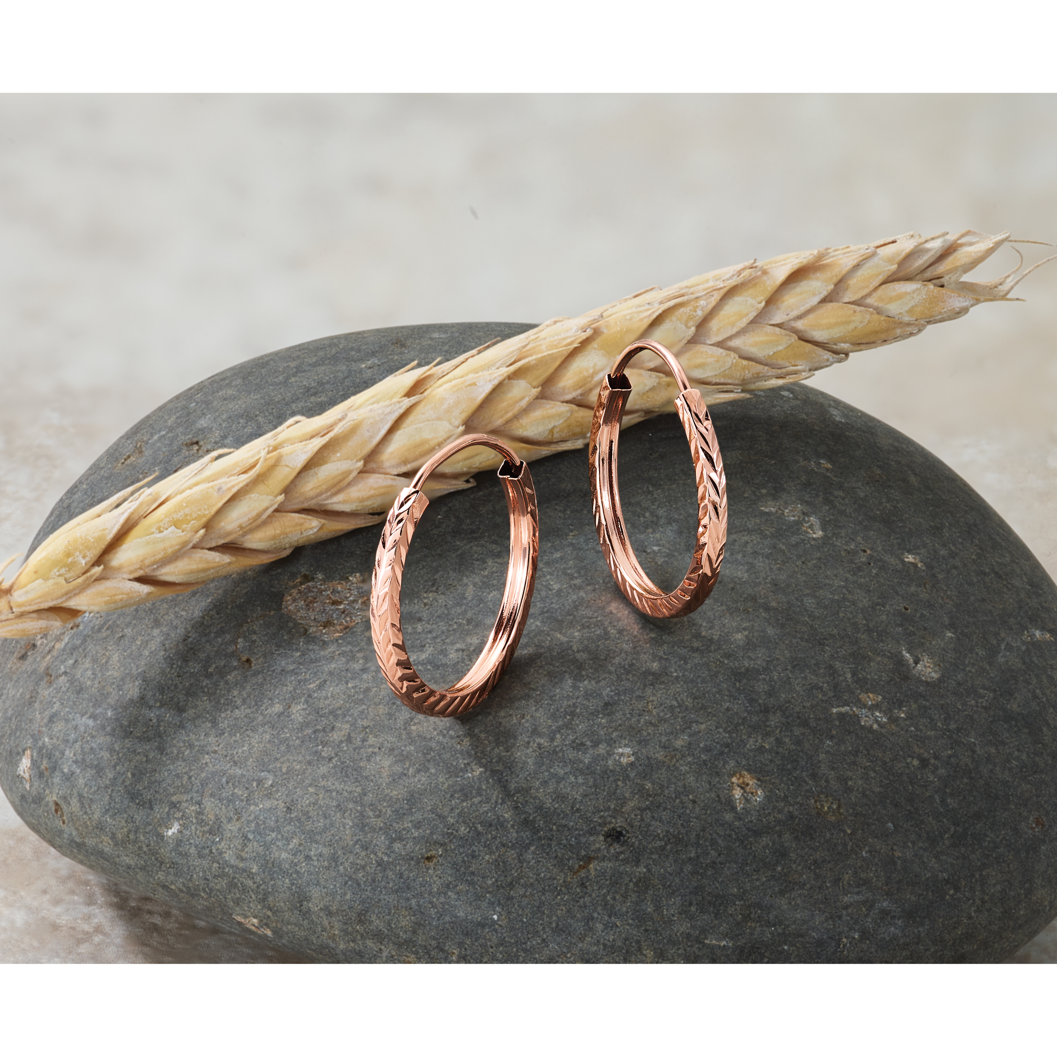  15 mm 14k Rose Gold Polished Diamond-cut Square Tube Endless Hoop Earrings  Unknown Friendly Weight 14K rose gold - view 3