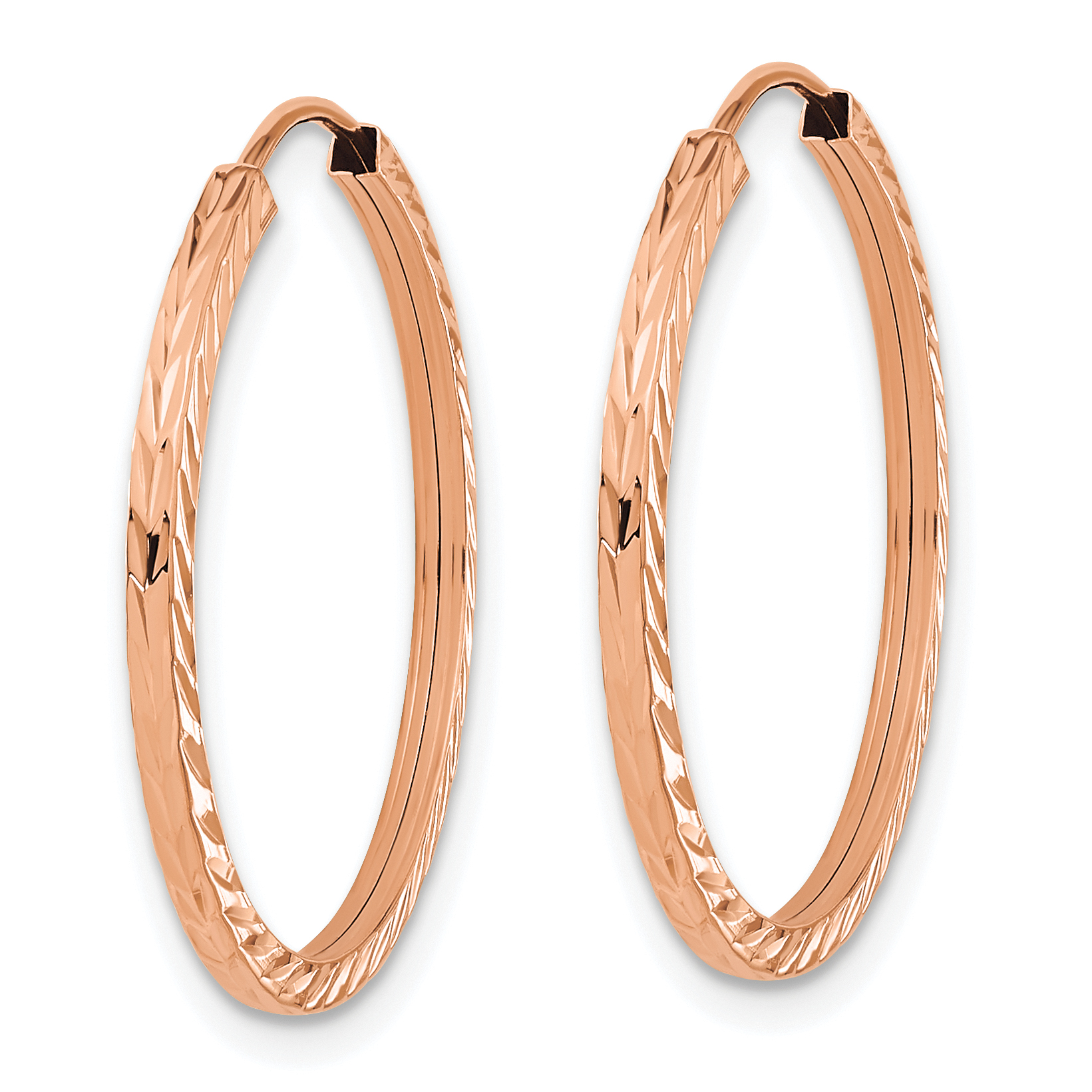  15 mm 14k Rose Gold Polished Diamond-cut Square Tube Endless Hoop Earrings  Unknown Friendly Weight 14K rose gold - view 7