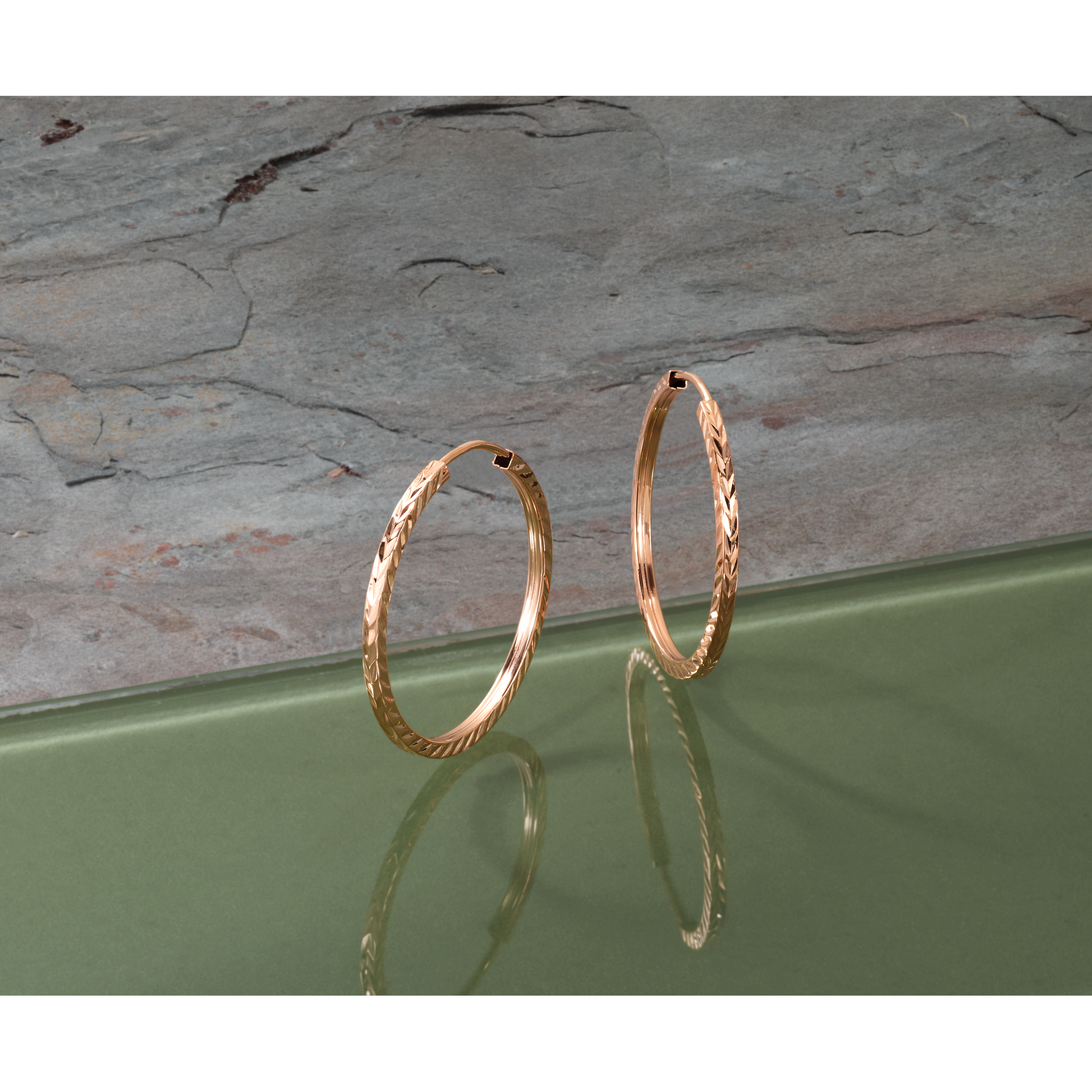  15 mm 14k Rose Gold Polished Diamond-cut Square Tube Endless Hoop Earrings  Unknown Friendly Weight 14K rose gold - view 9