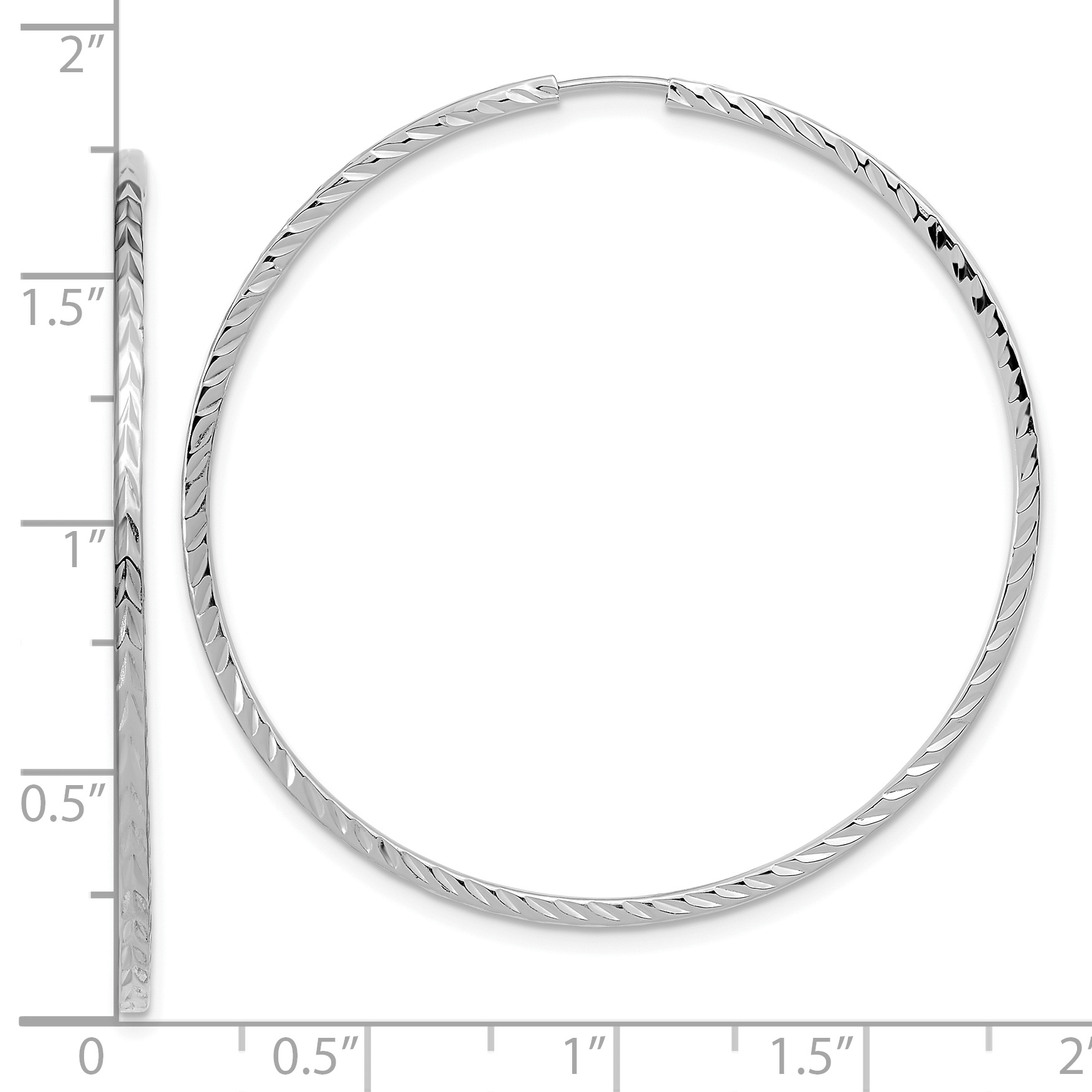  15 mm 14k White Gold Polished Diamond-cut Square Tube Endless Hoop Earrings  Unknown Friendly Weight 14K white gold - view 27
