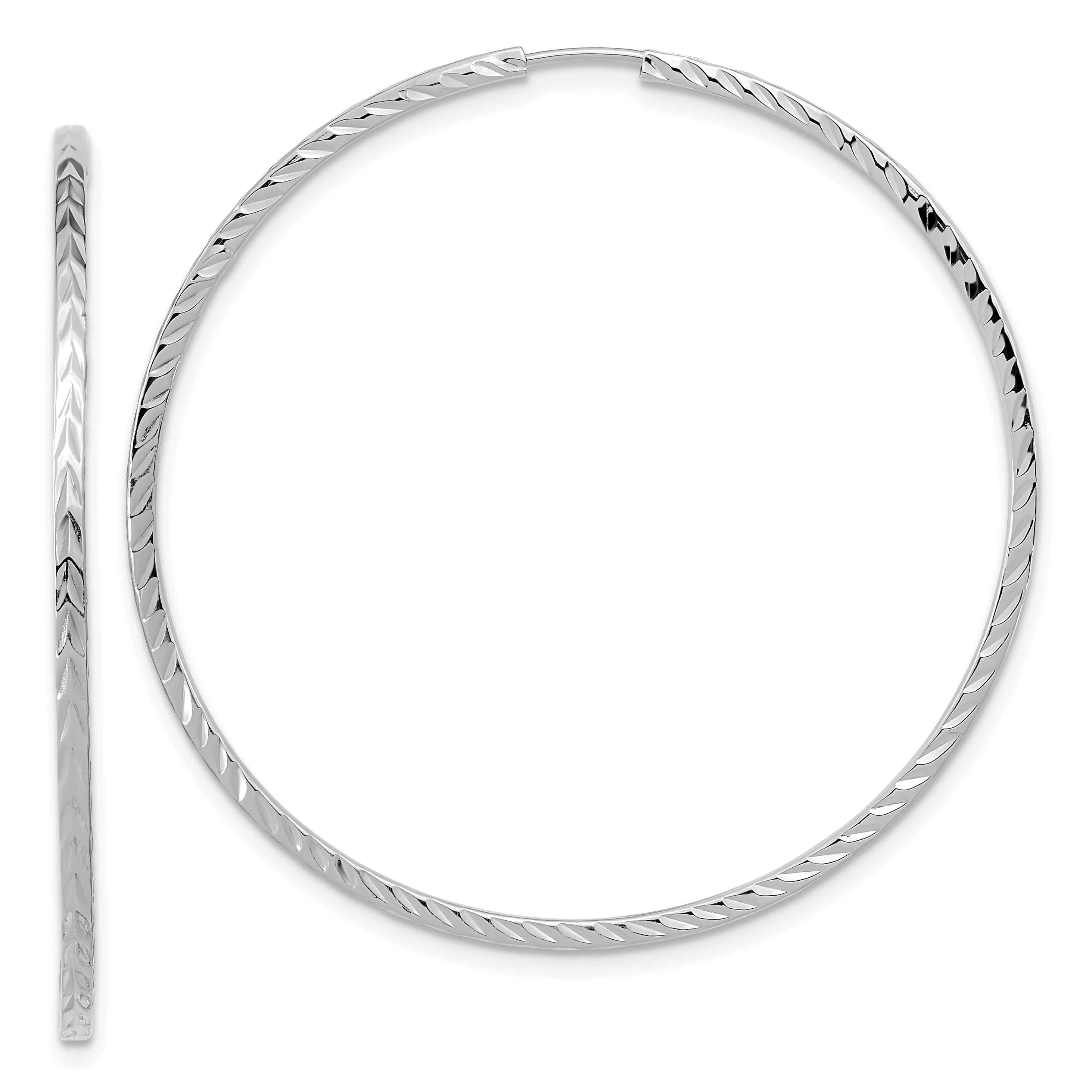  15 mm 14k White Gold Polished Diamond-cut Square Tube Endless Hoop Earrings  Unknown Friendly Weight 14K white gold - view 29
