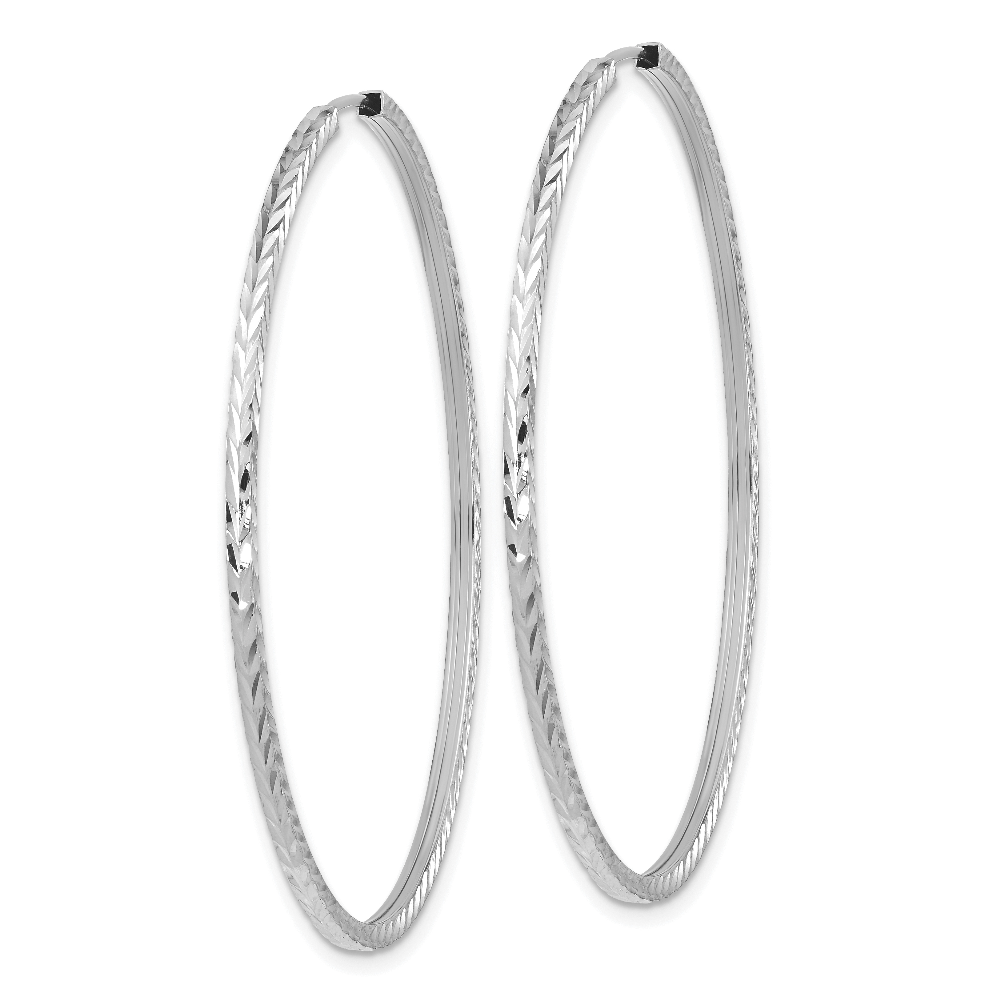  15 mm 14k White Gold Polished Diamond-cut Square Tube Endless Hoop Earrings  Unknown Friendly Weight 14K white gold - view 30