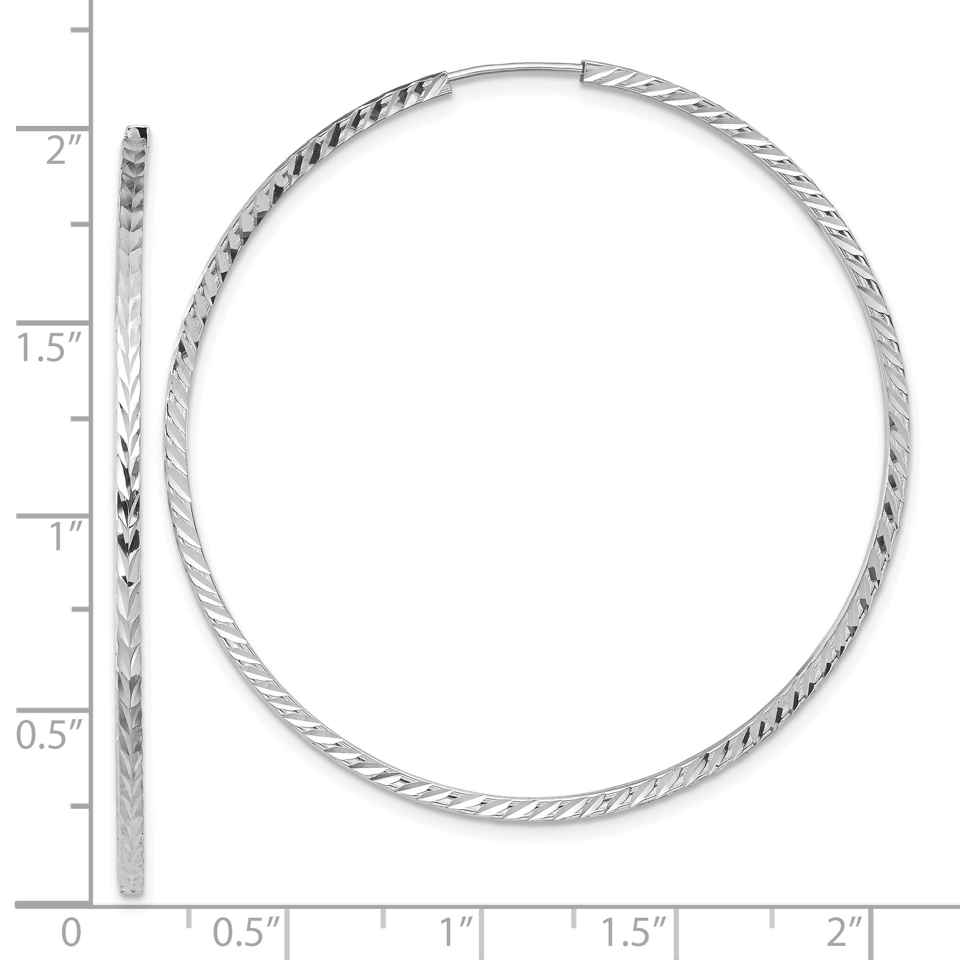  15 mm 14k White Gold Polished Diamond-cut Square Tube Endless Hoop Earrings  Unknown Friendly Weight 14K white gold - view 32