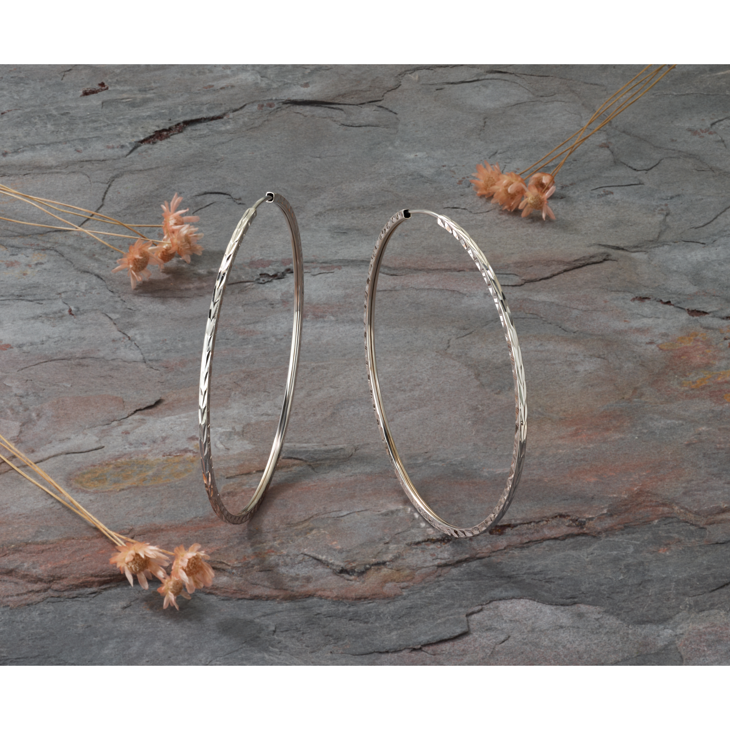  15 mm 14k White Gold Polished Diamond-cut Square Tube Endless Hoop Earrings  Unknown Friendly Weight 14K white gold - view 33