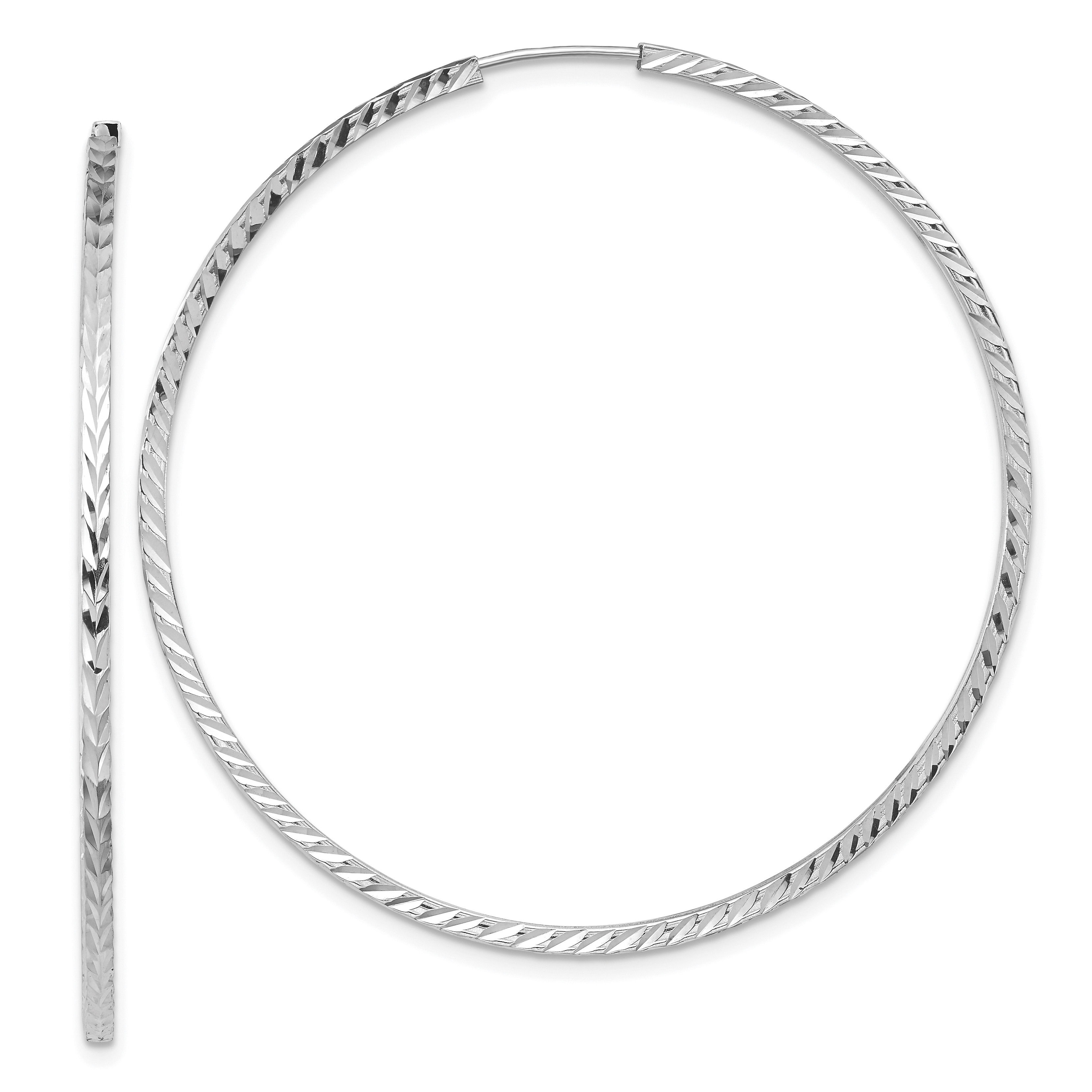  15 mm 14k White Gold Polished Diamond-cut Square Tube Endless Hoop Earrings  Unknown Friendly Weight 14K white gold - view 34
