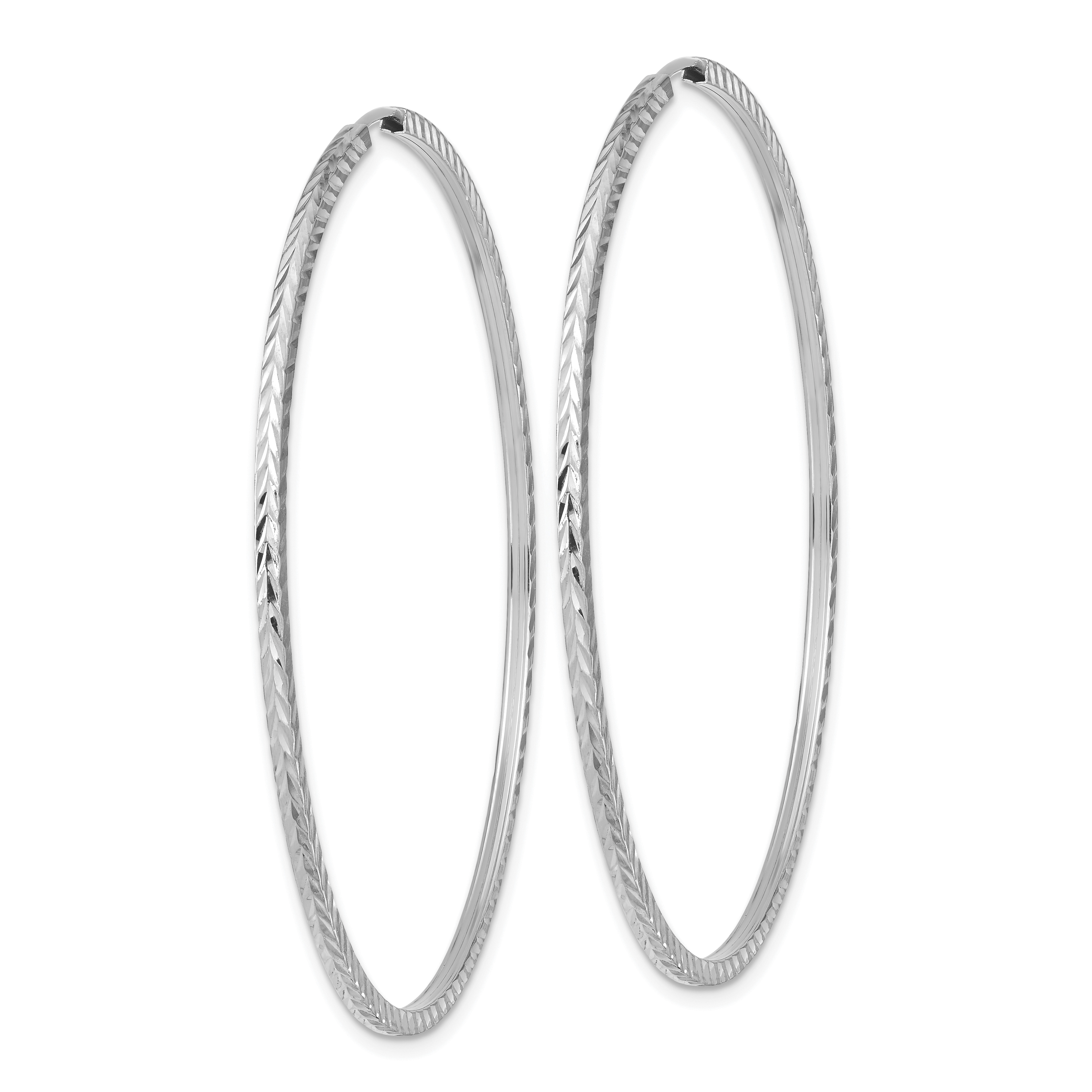  15 mm 14k White Gold Polished Diamond-cut Square Tube Endless Hoop Earrings  Unknown Friendly Weight 14K white gold - view 35
