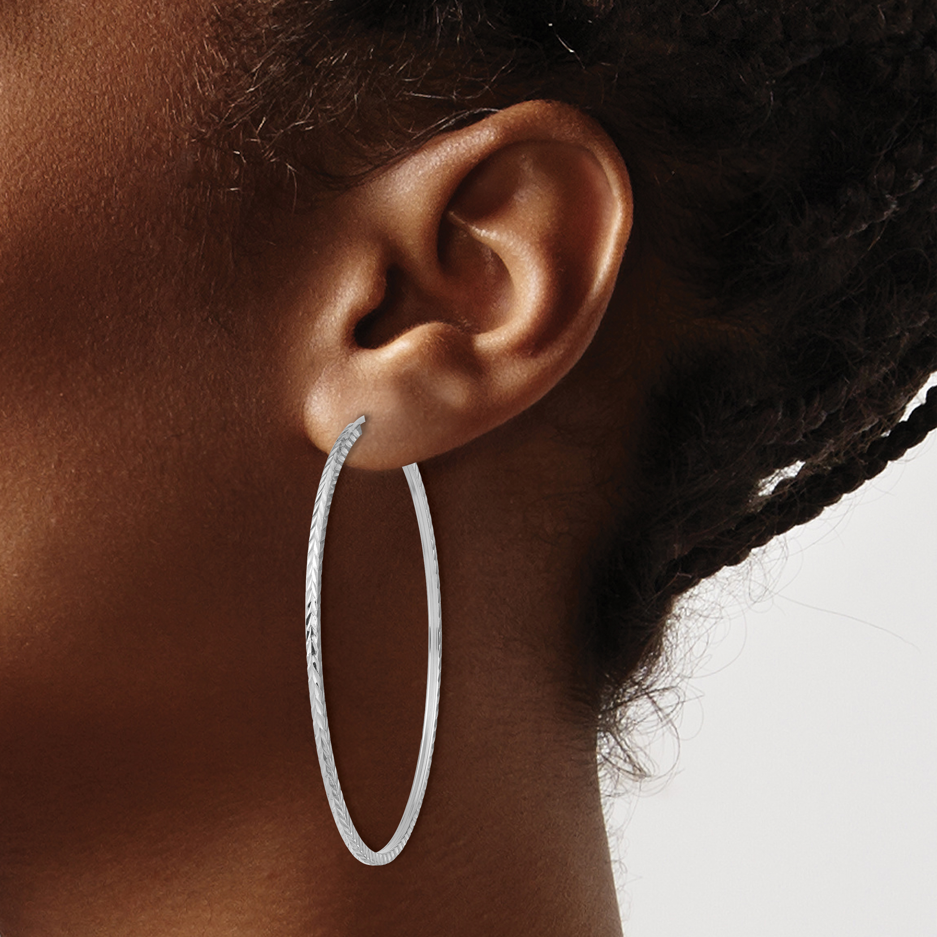 15 mm 14k White Gold Polished Diamond-cut Square Tube Endless Hoop Earrings  Unknown Friendly Weight 14K white gold - view 36