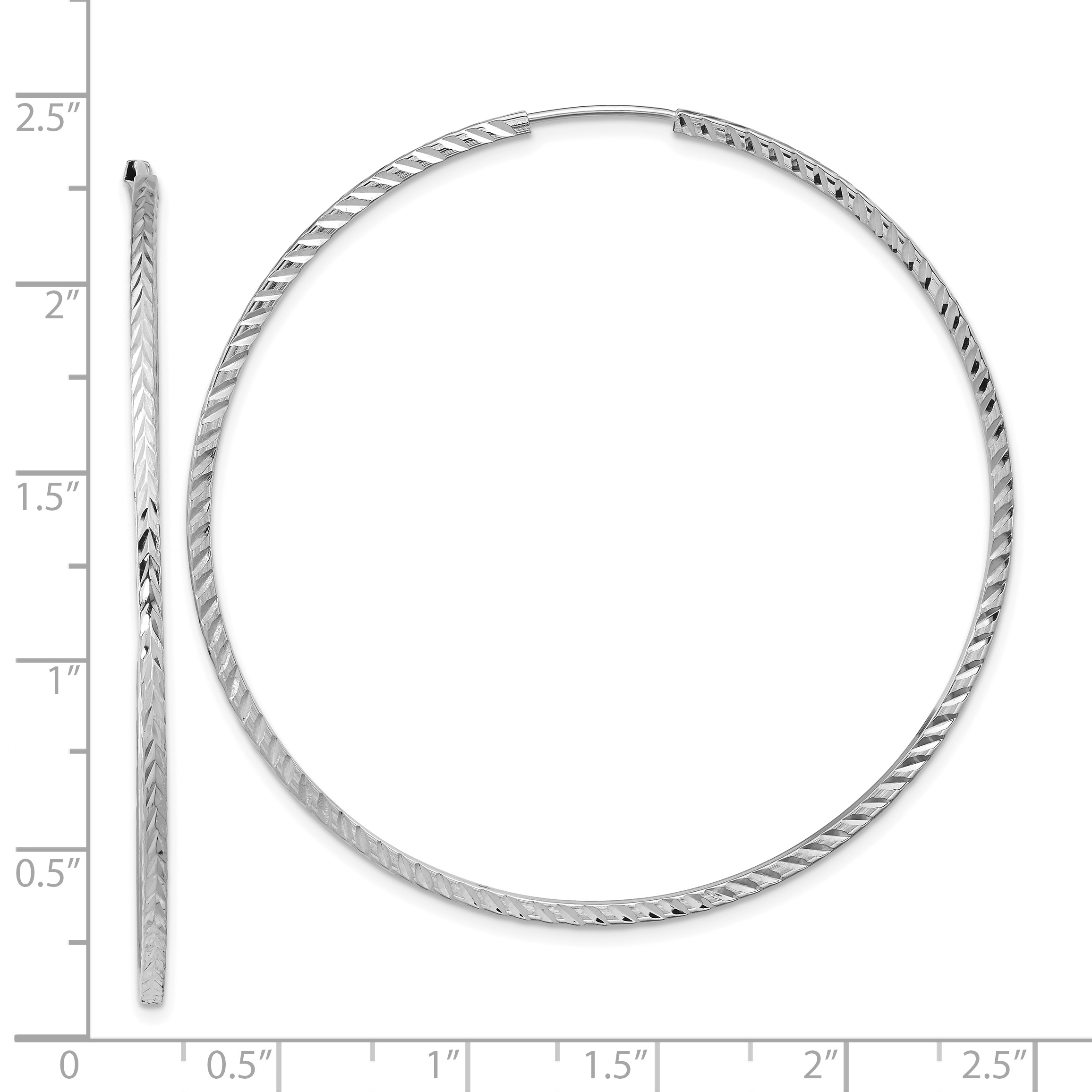  15 mm 14k White Gold Polished Diamond-cut Square Tube Endless Hoop Earrings  Unknown Friendly Weight 14K white gold - view 37