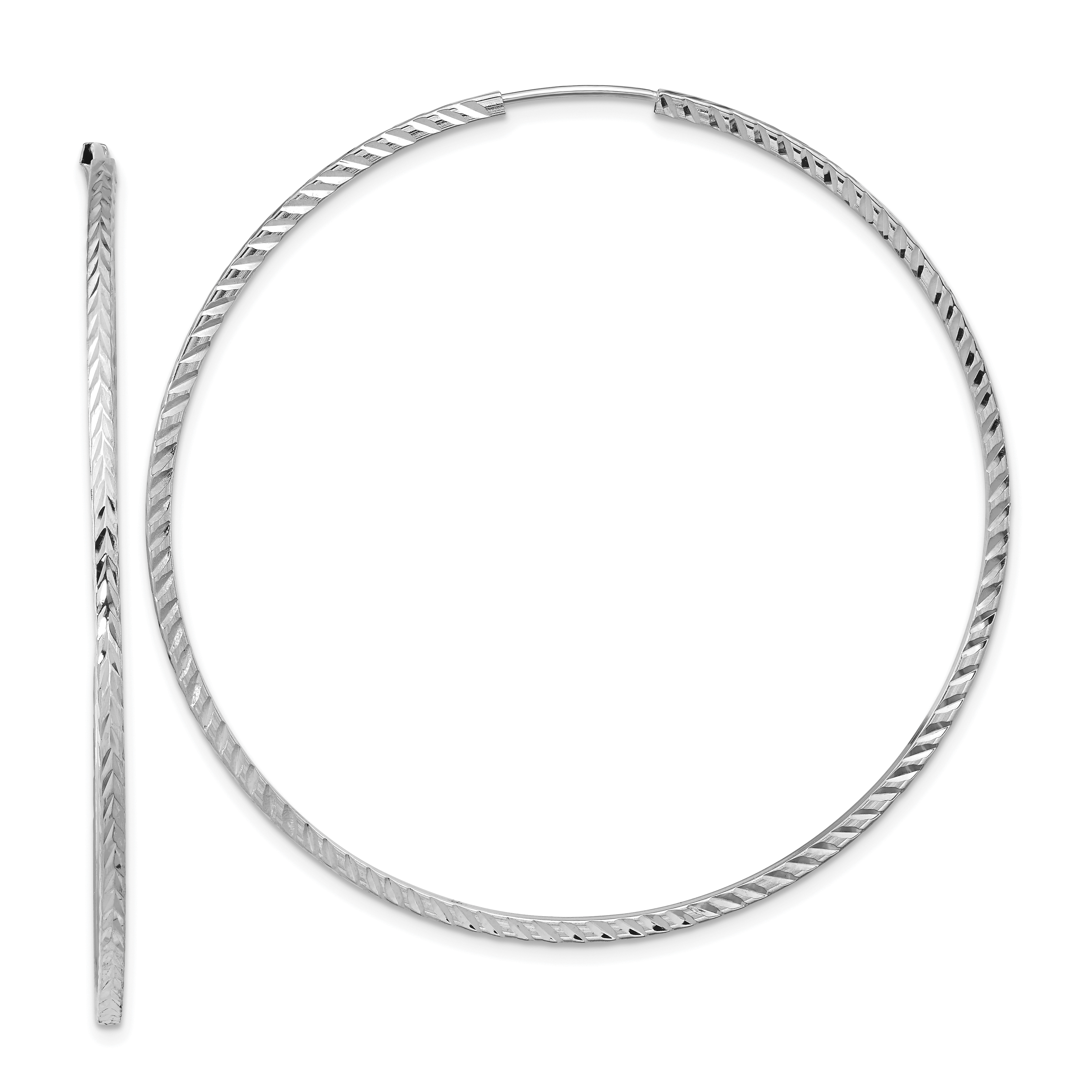  15 mm 14k White Gold Polished Diamond-cut Square Tube Endless Hoop Earrings  Unknown Friendly Weight 14K white gold - view 39