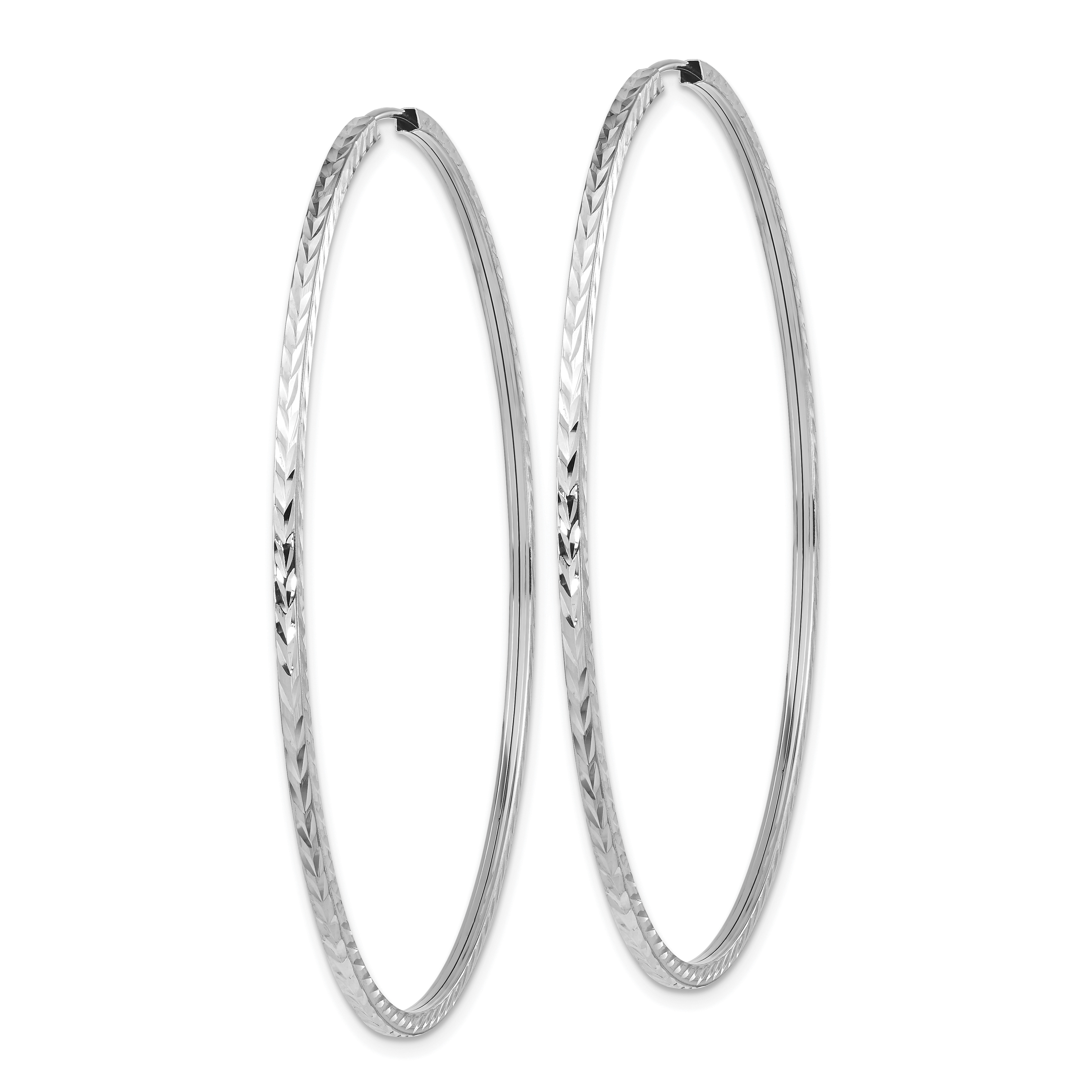  15 mm 14k White Gold Polished Diamond-cut Square Tube Endless Hoop Earrings  Unknown Friendly Weight 14K white gold - view 40