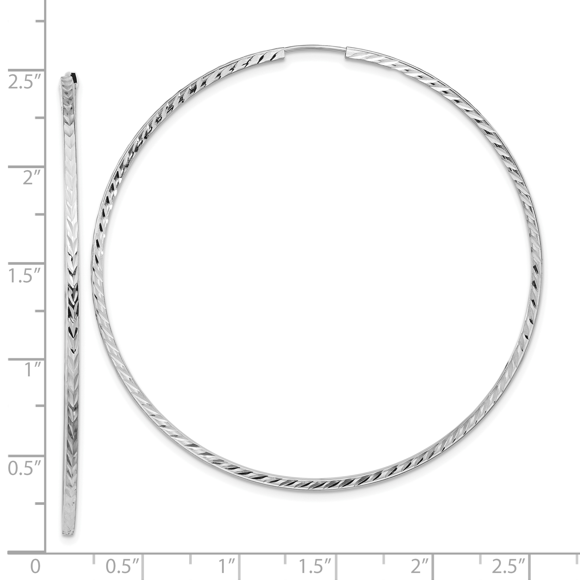  15 mm 14k White Gold Polished Diamond-cut Square Tube Endless Hoop Earrings  Unknown Friendly Weight 14K white gold - view 42