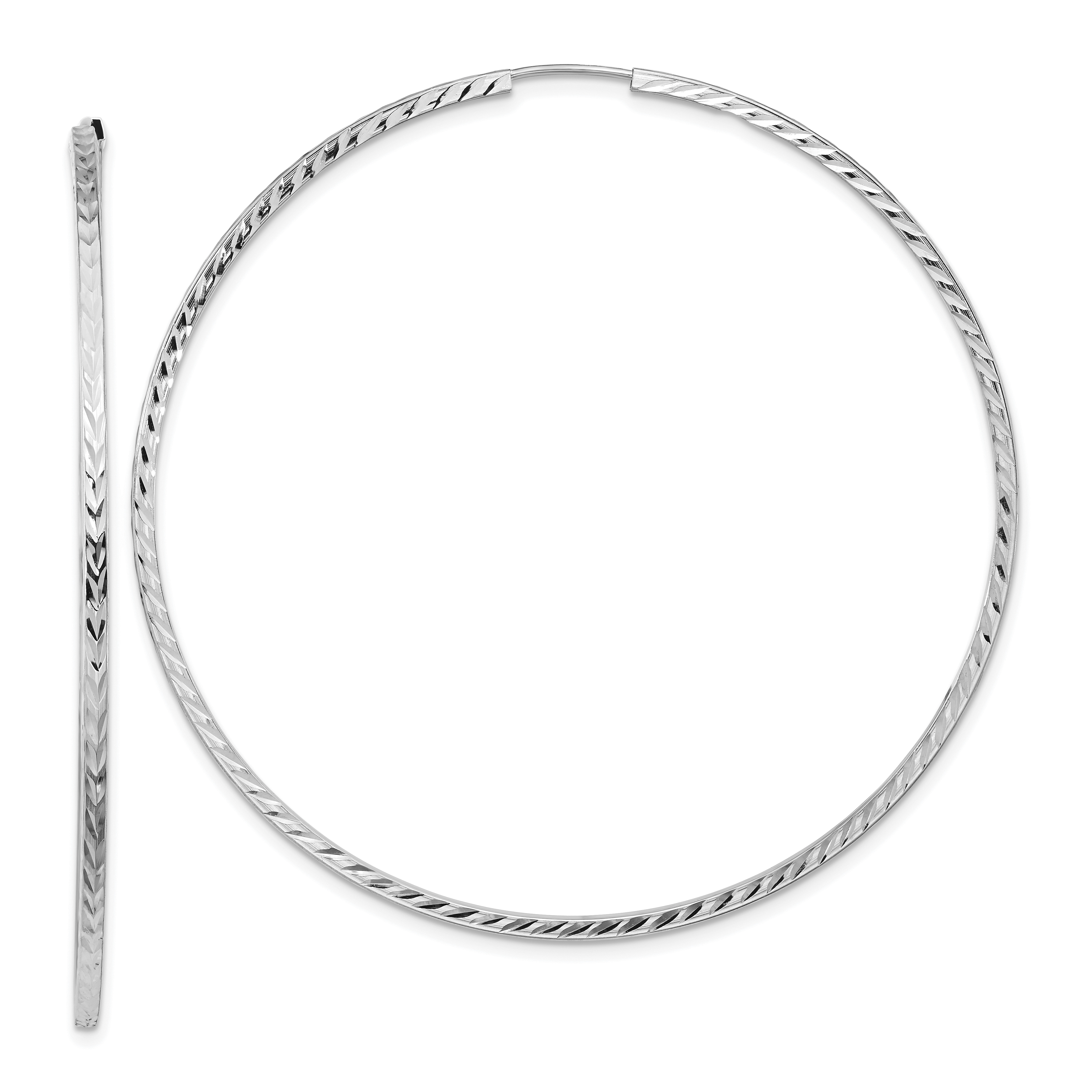  15 mm 14k White Gold Polished Diamond-cut Square Tube Endless Hoop Earrings  Unknown Friendly Weight 14K white gold - view 44