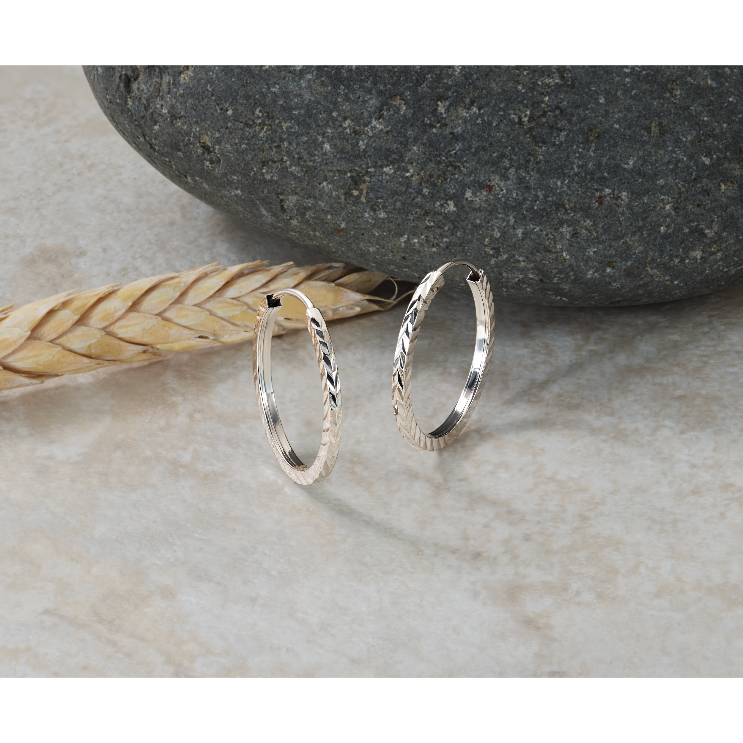  15 mm 14k White Gold Polished Diamond-cut Square Tube Endless Hoop Earrings  Unknown Friendly Weight 14K white gold - view 8
