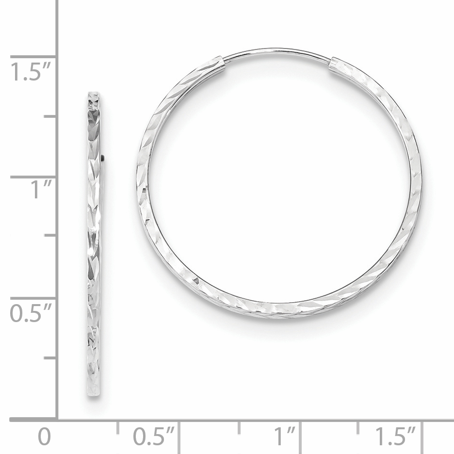  15 mm 14k White Gold Polished Diamond-cut Square Tube Endless Hoop Earrings  Unknown Friendly Weight 14K white gold - view 12