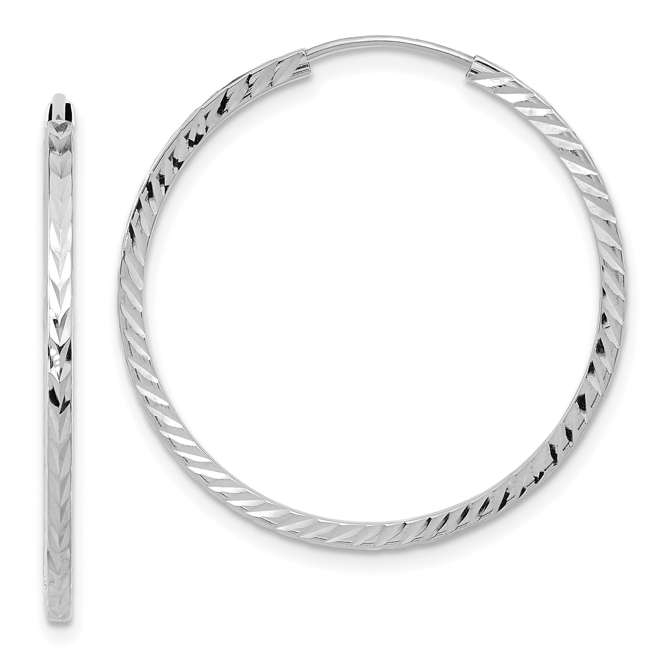  15 mm 14k White Gold Polished Diamond-cut Square Tube Endless Hoop Earrings  Unknown Friendly Weight 14K white gold - view 14
