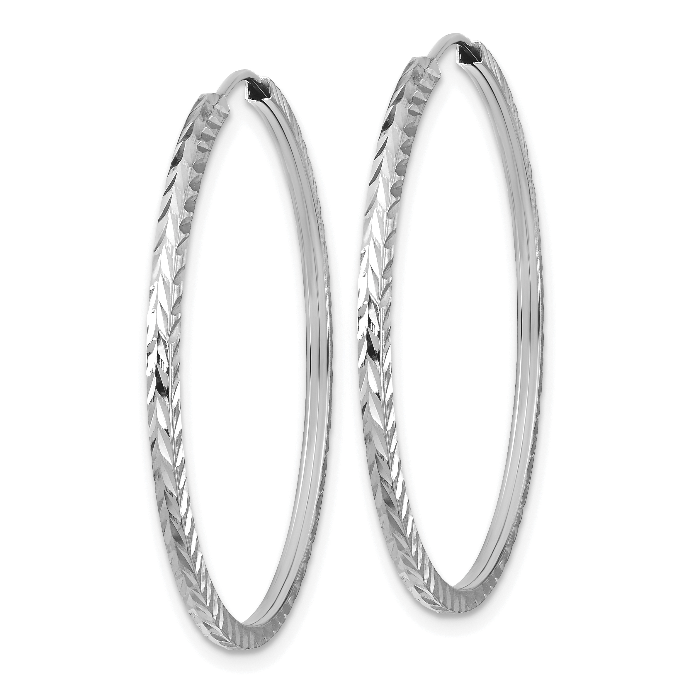  15 mm 14k White Gold Polished Diamond-cut Square Tube Endless Hoop Earrings  Unknown Friendly Weight 14K white gold - view 15
