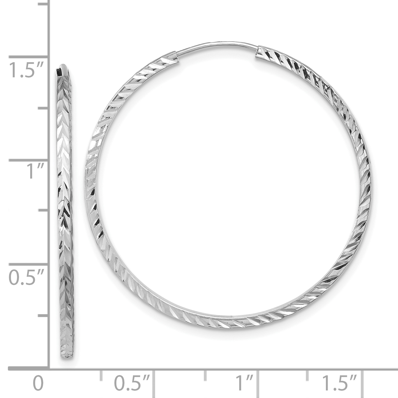  15 mm 14k White Gold Polished Diamond-cut Square Tube Endless Hoop Earrings  Unknown Friendly Weight 14K white gold - view 17