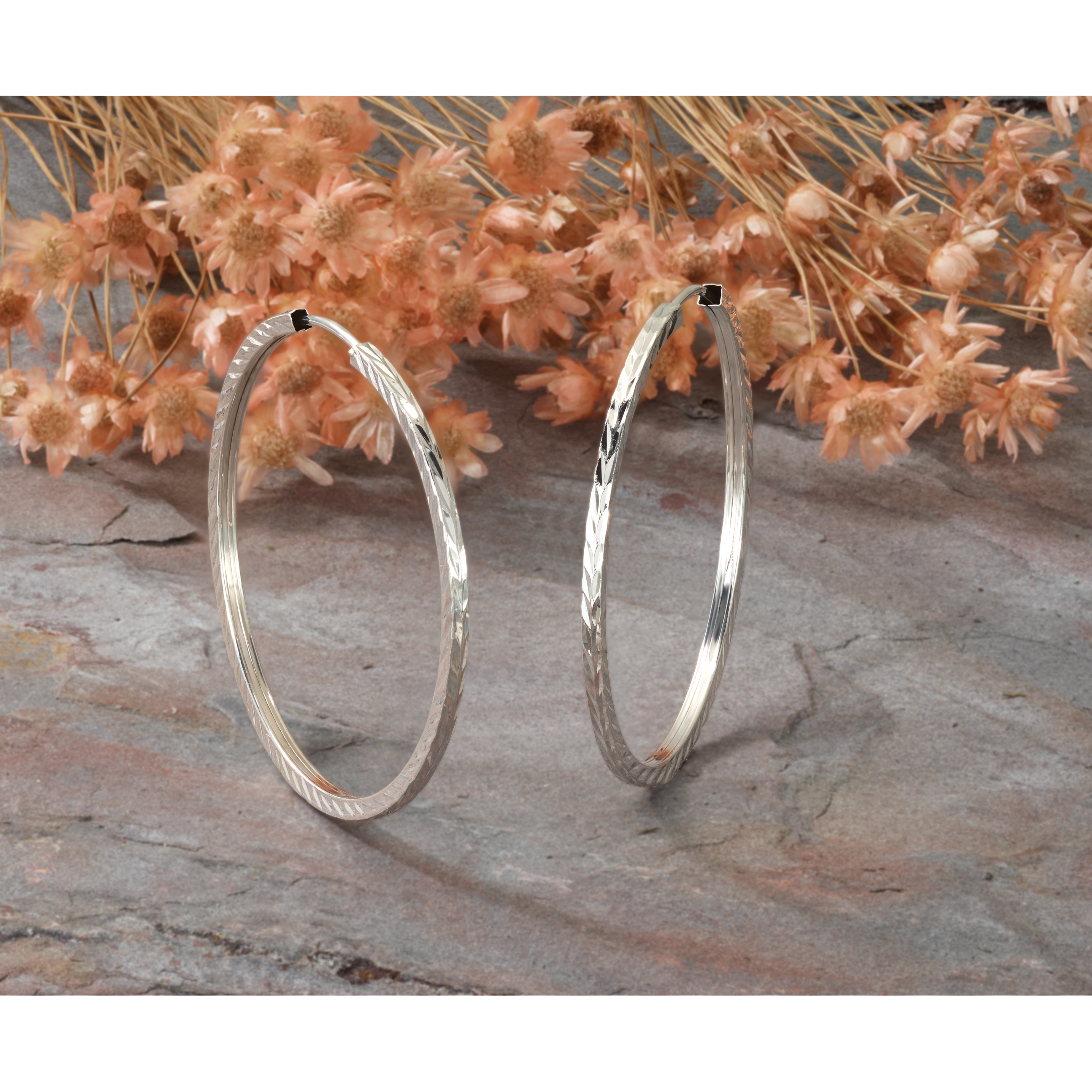  15 mm 14k White Gold Polished Diamond-cut Square Tube Endless Hoop Earrings  Unknown Friendly Weight 14K white gold - view 18