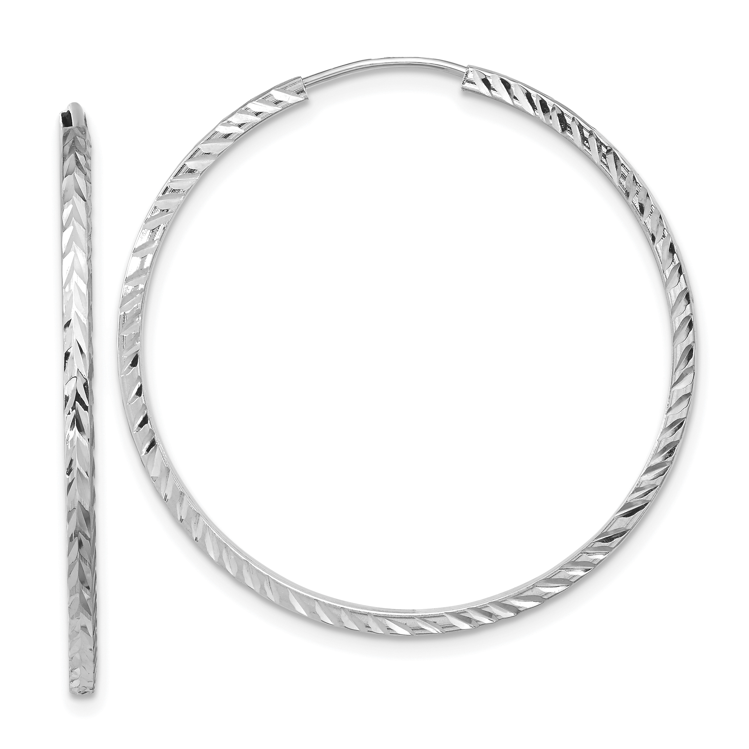  15 mm 14k White Gold Polished Diamond-cut Square Tube Endless Hoop Earrings  Unknown Friendly Weight 14K white gold - view 19