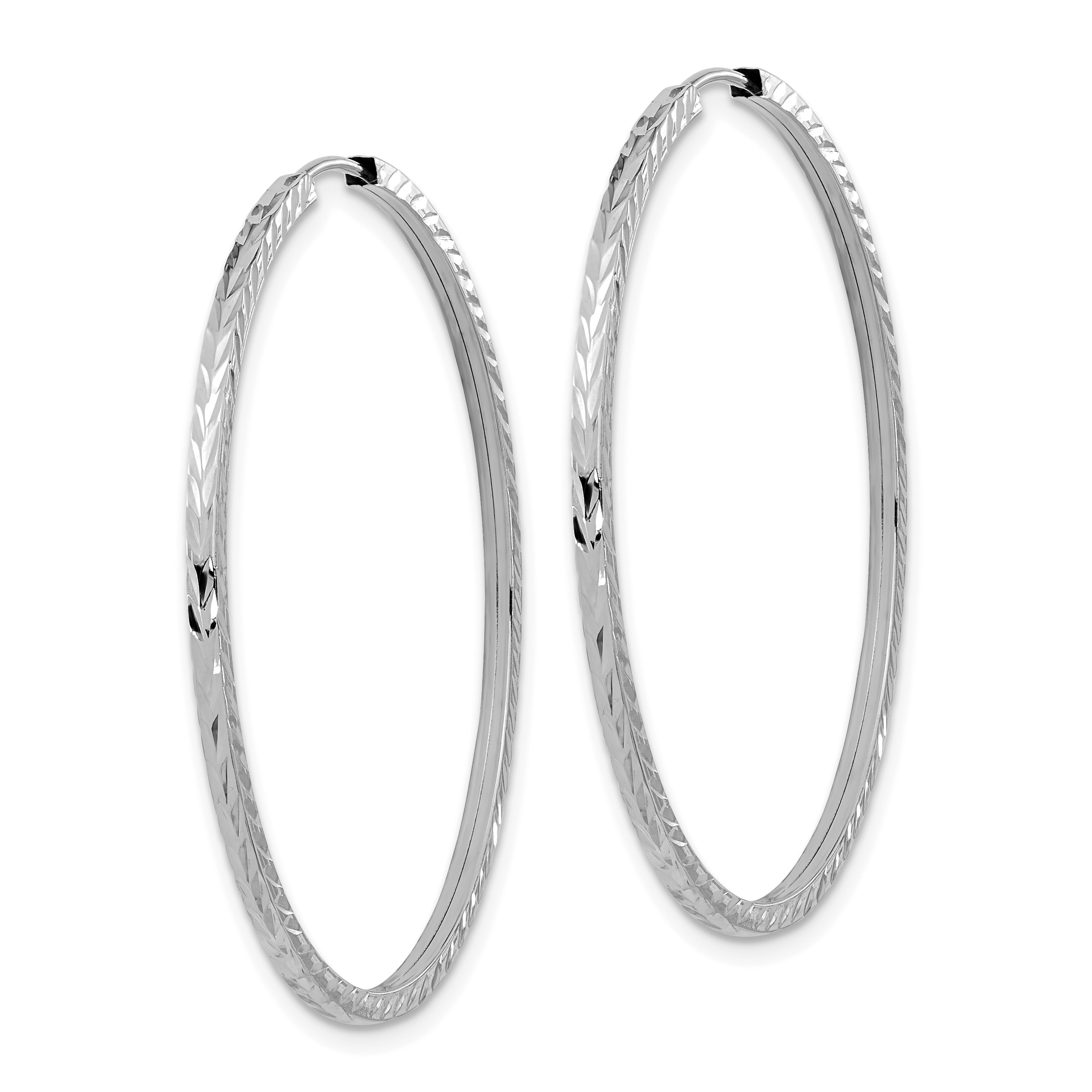  15 mm 14k White Gold Polished Diamond-cut Square Tube Endless Hoop Earrings  Unknown Friendly Weight 14K white gold - view 20