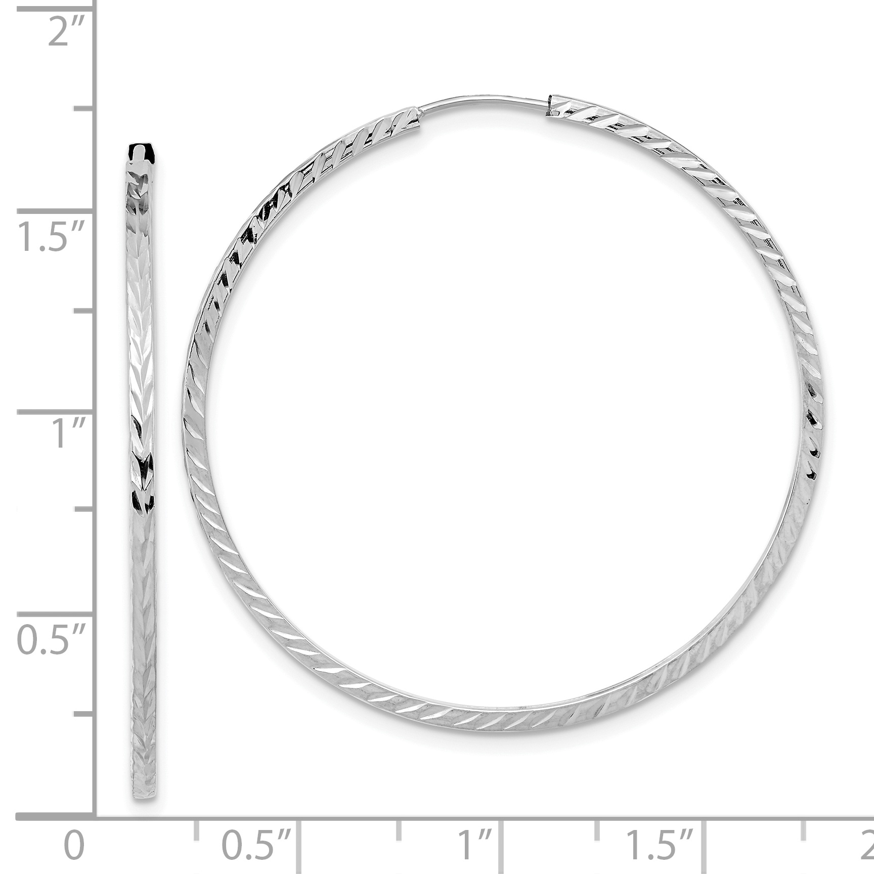  15 mm 14k White Gold Polished Diamond-cut Square Tube Endless Hoop Earrings  Unknown Friendly Weight 14K white gold - view 22