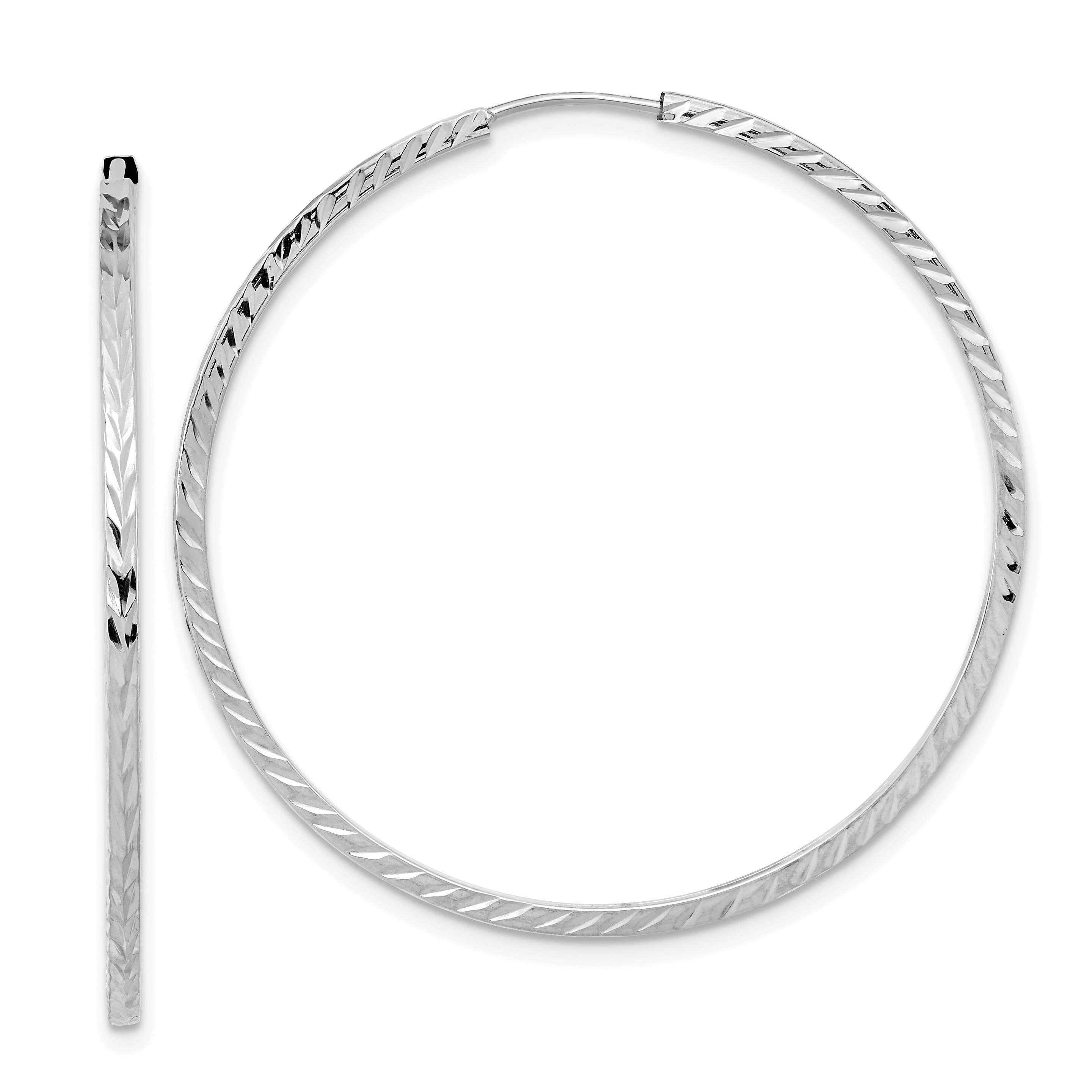  15 mm 14k White Gold Polished Diamond-cut Square Tube Endless Hoop Earrings  Unknown Friendly Weight 14K white gold - view 24