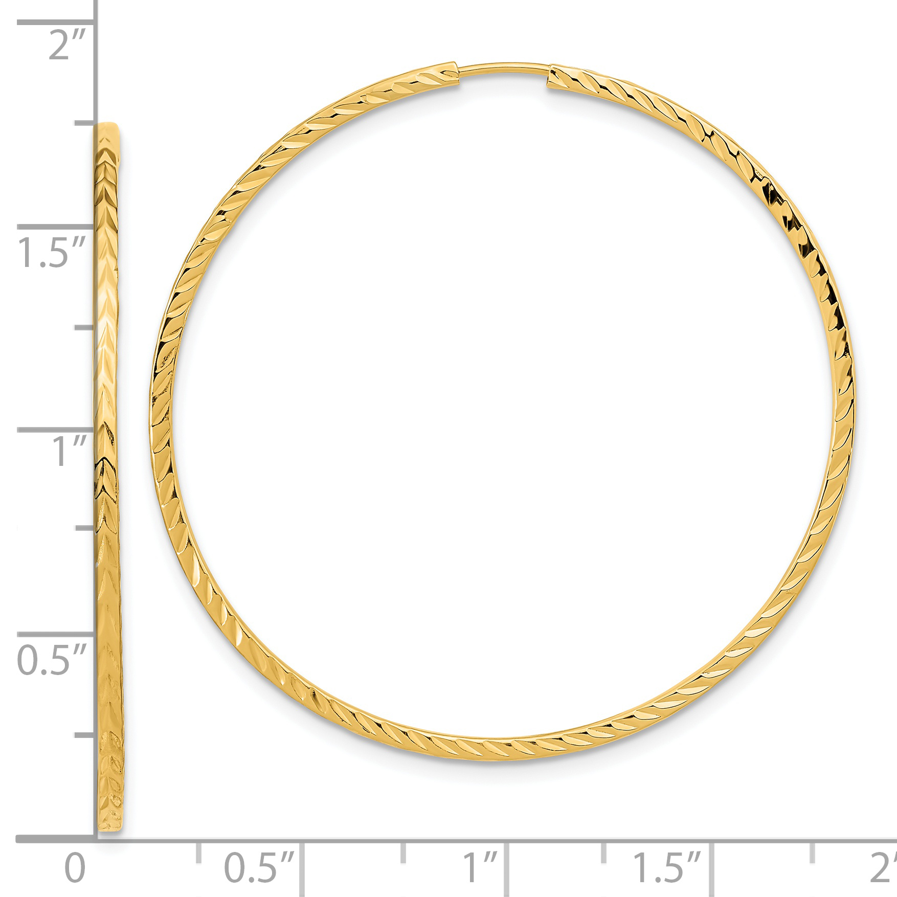  15 mm 14k Yellow Gold Polished Diamond-cut Square Tube Endless Hoop Earrings 1.35 mm Unknown Friendly Weight 14K yellow gold - view 33