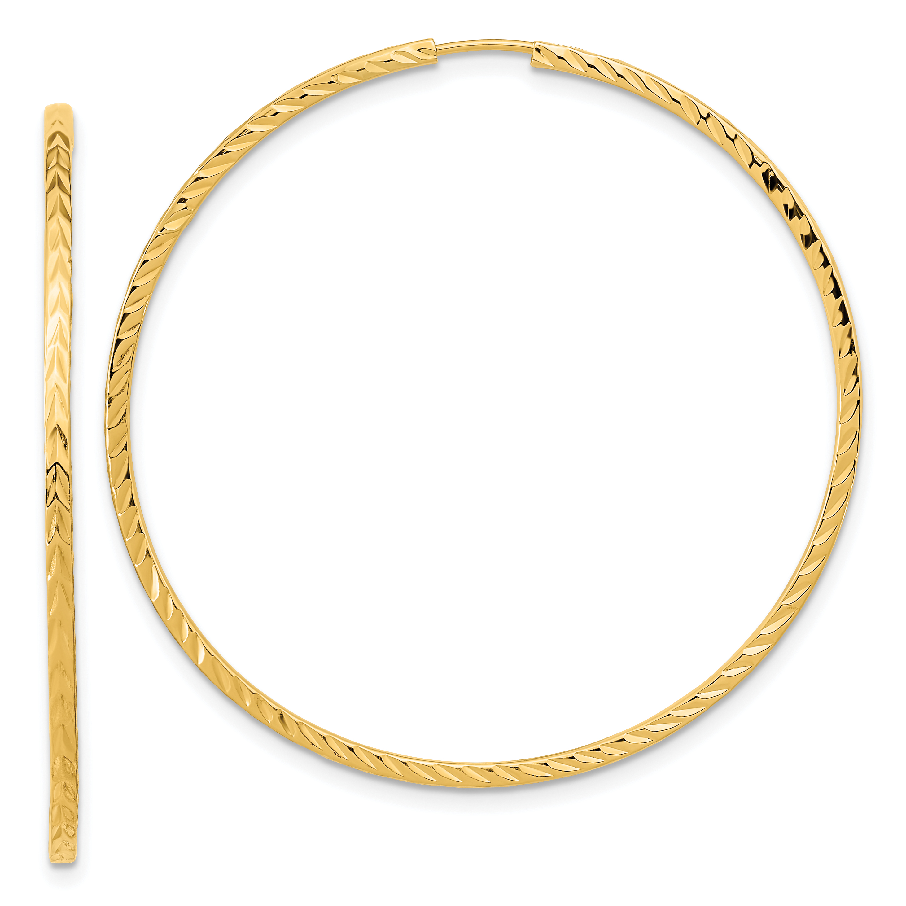 15 mm 14k Yellow Gold Polished Diamond-cut Square Tube Endless Hoop Earrings 1.35 mm Unknown Friendly Weight 14K yellow gold - view 35