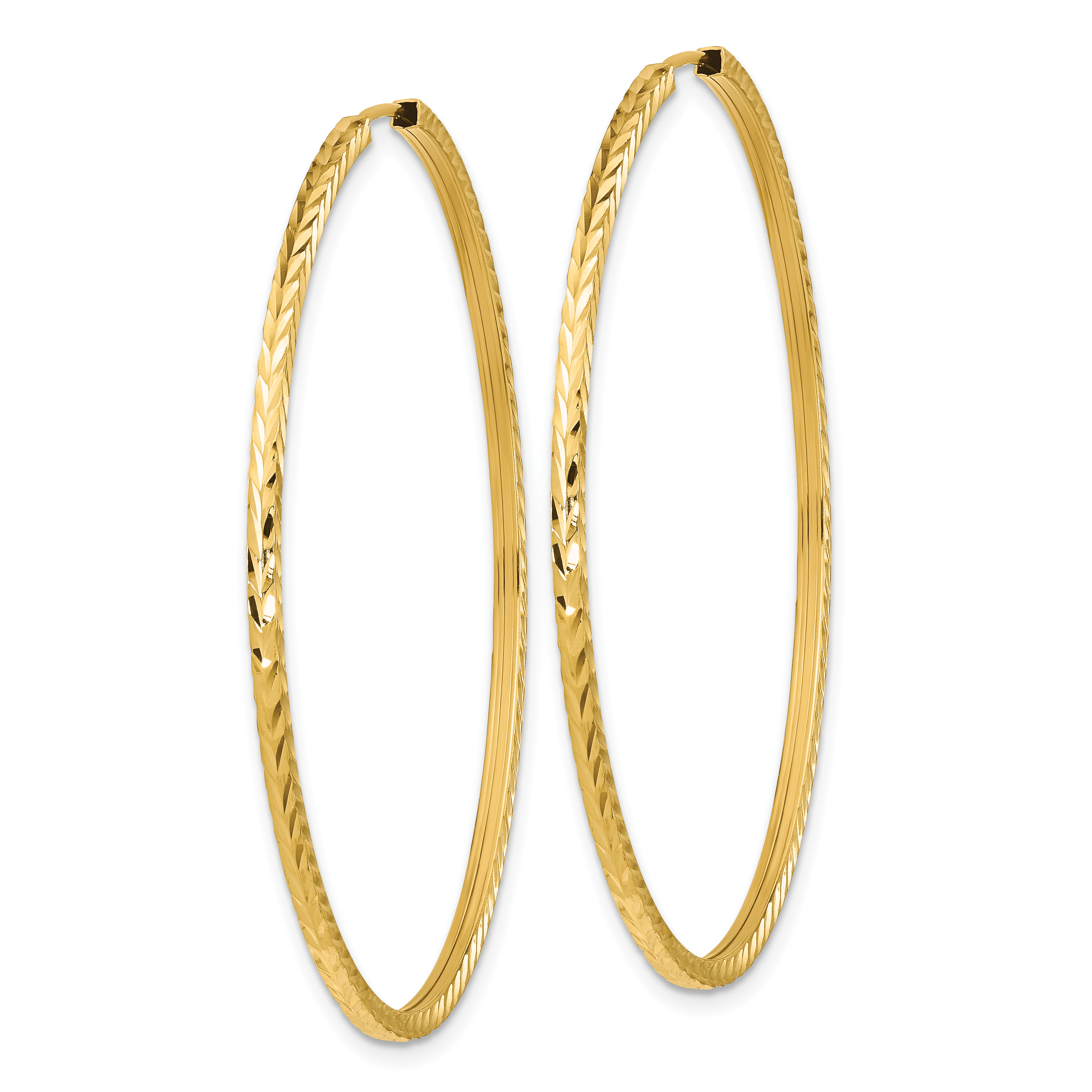  15 mm 14k Yellow Gold Polished Diamond-cut Square Tube Endless Hoop Earrings 1.35 mm Unknown Friendly Weight 14K yellow gold - view 36