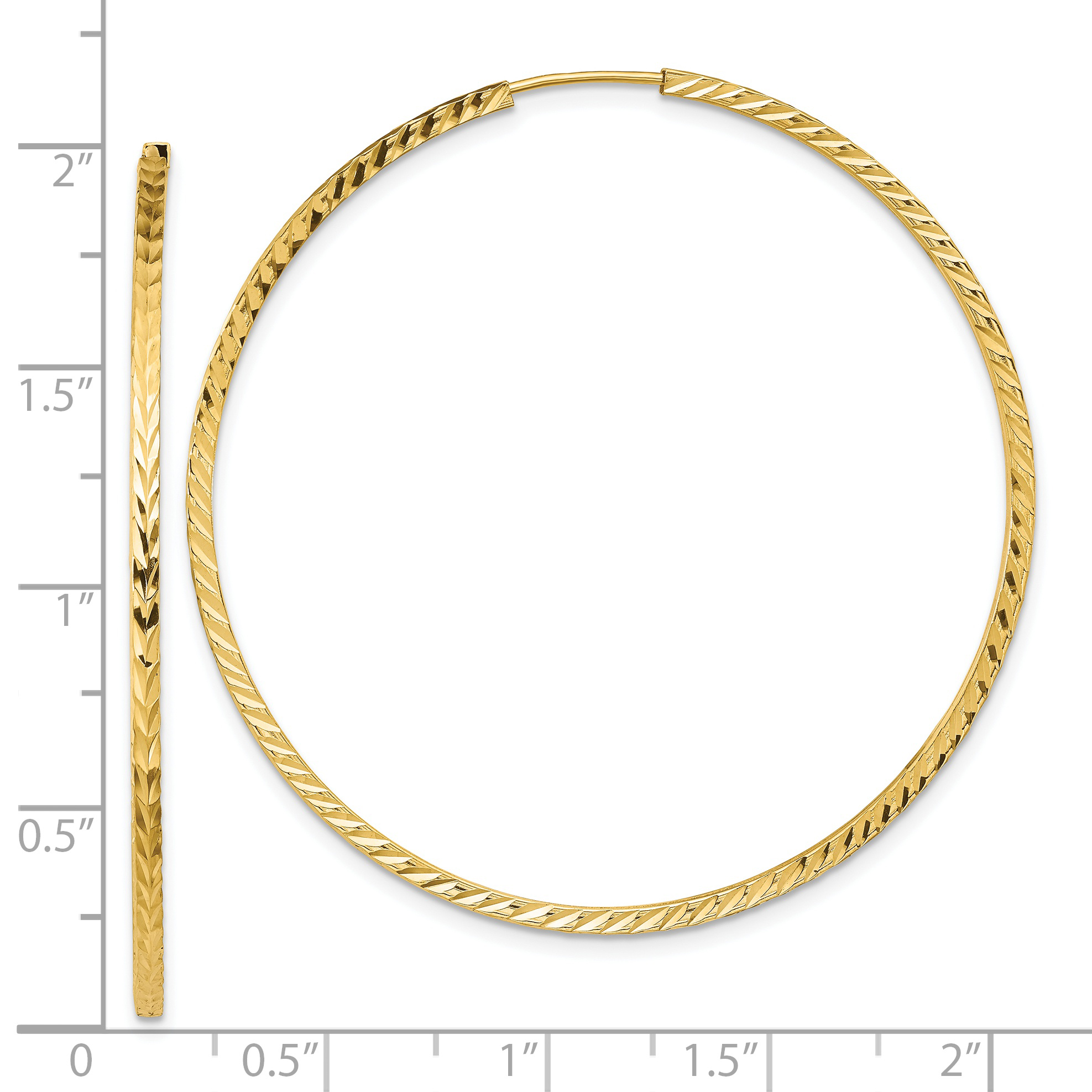  15 mm 14k Yellow Gold Polished Diamond-cut Square Tube Endless Hoop Earrings 1.35 mm Unknown Friendly Weight 14K yellow gold - view 38
