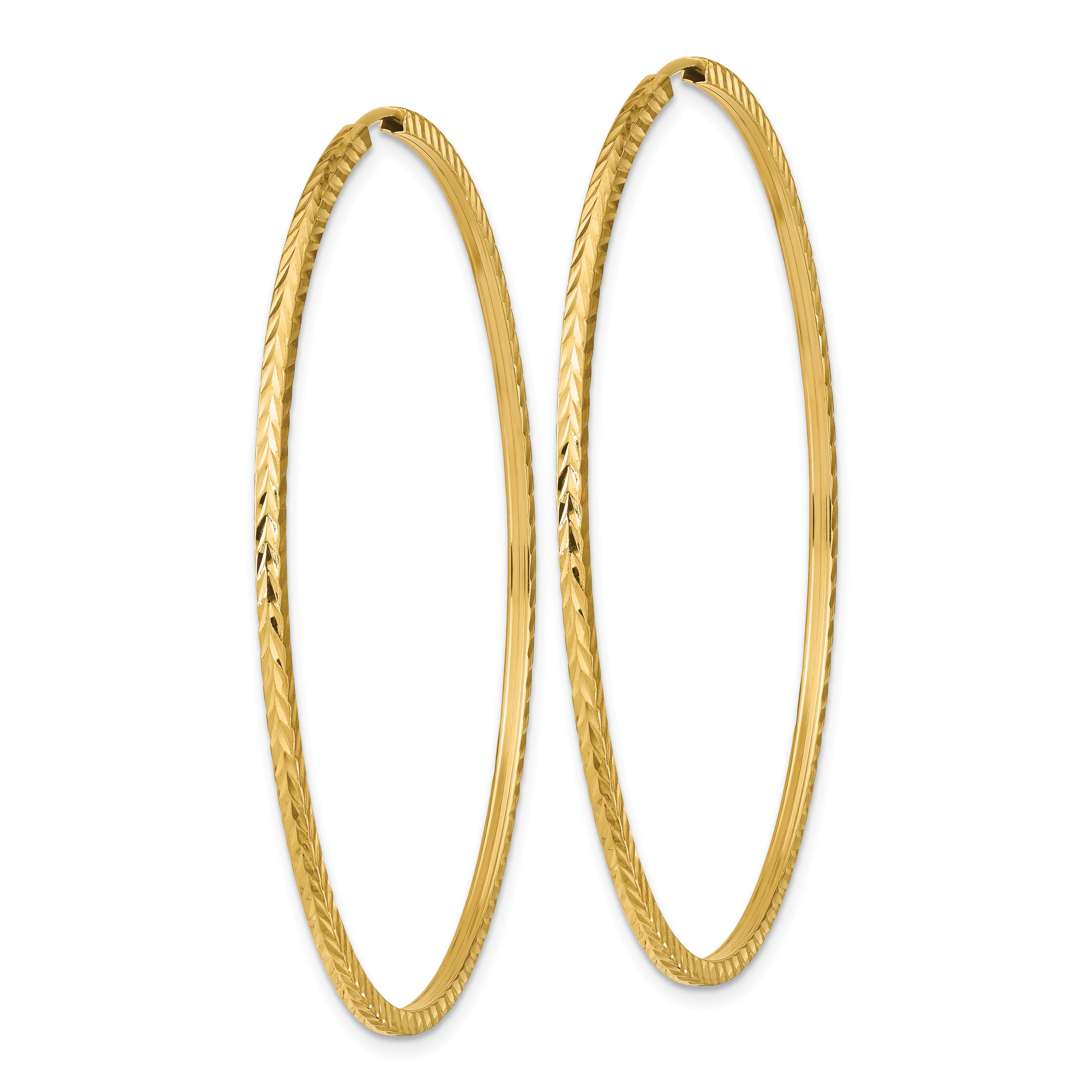  15 mm 14k Yellow Gold Polished Diamond-cut Square Tube Endless Hoop Earrings 1.35 mm Unknown Friendly Weight 14K yellow gold - view 40
