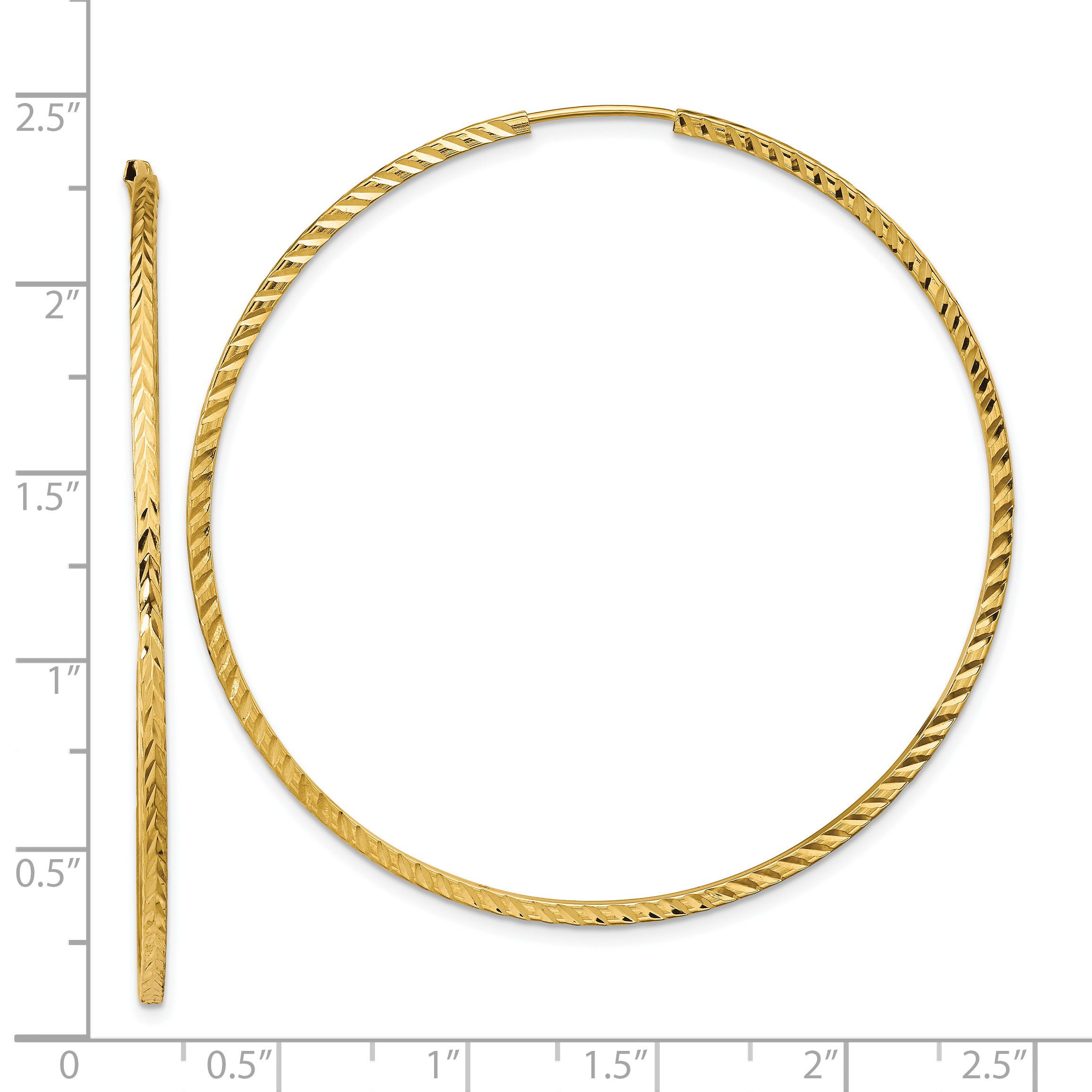  15 mm 14k Yellow Gold Polished Diamond-cut Square Tube Endless Hoop Earrings 1.35 mm Unknown Friendly Weight 14K yellow gold - view 42