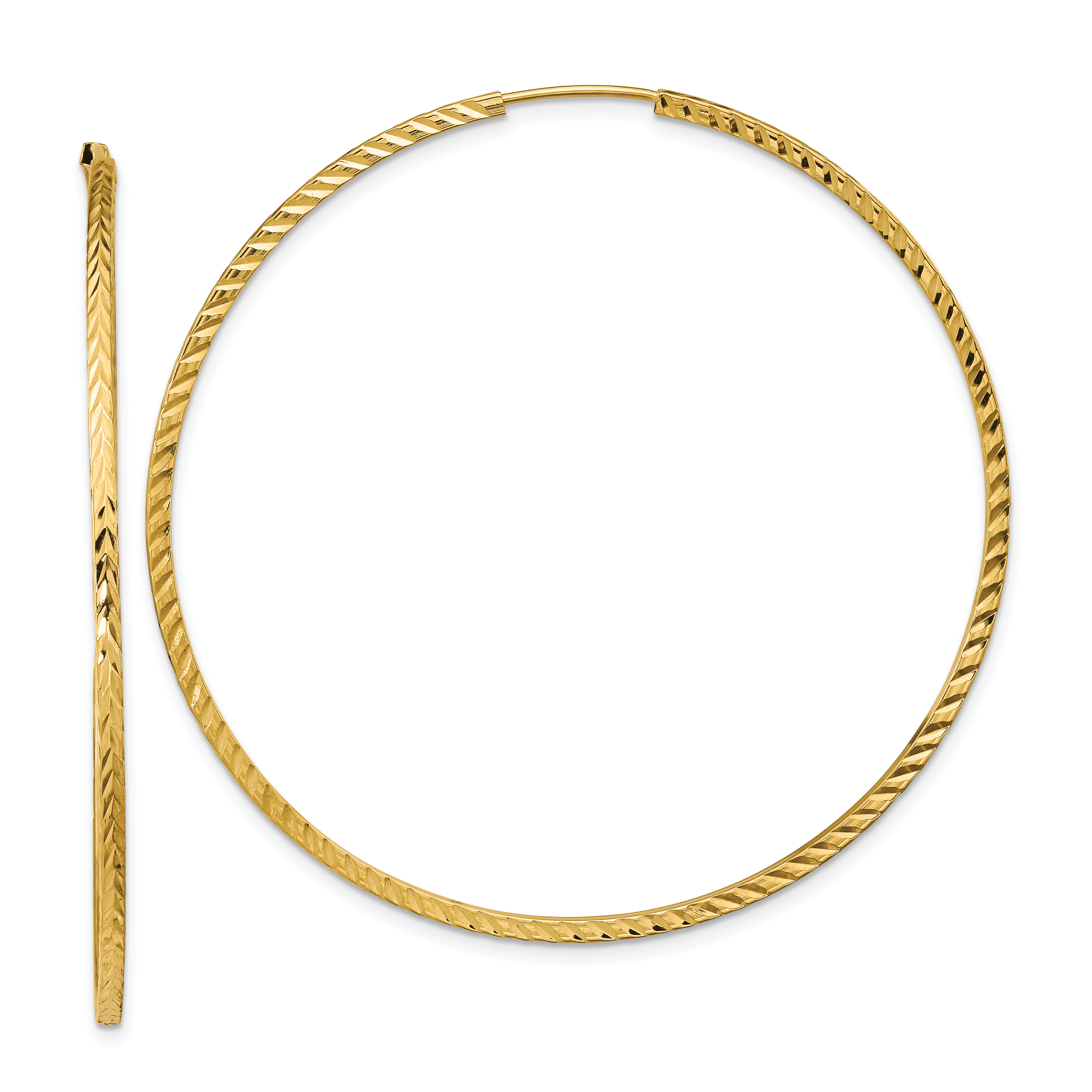  15 mm 14k Yellow Gold Polished Diamond-cut Square Tube Endless Hoop Earrings 1.35 mm Unknown Friendly Weight 14K yellow gold - view 43