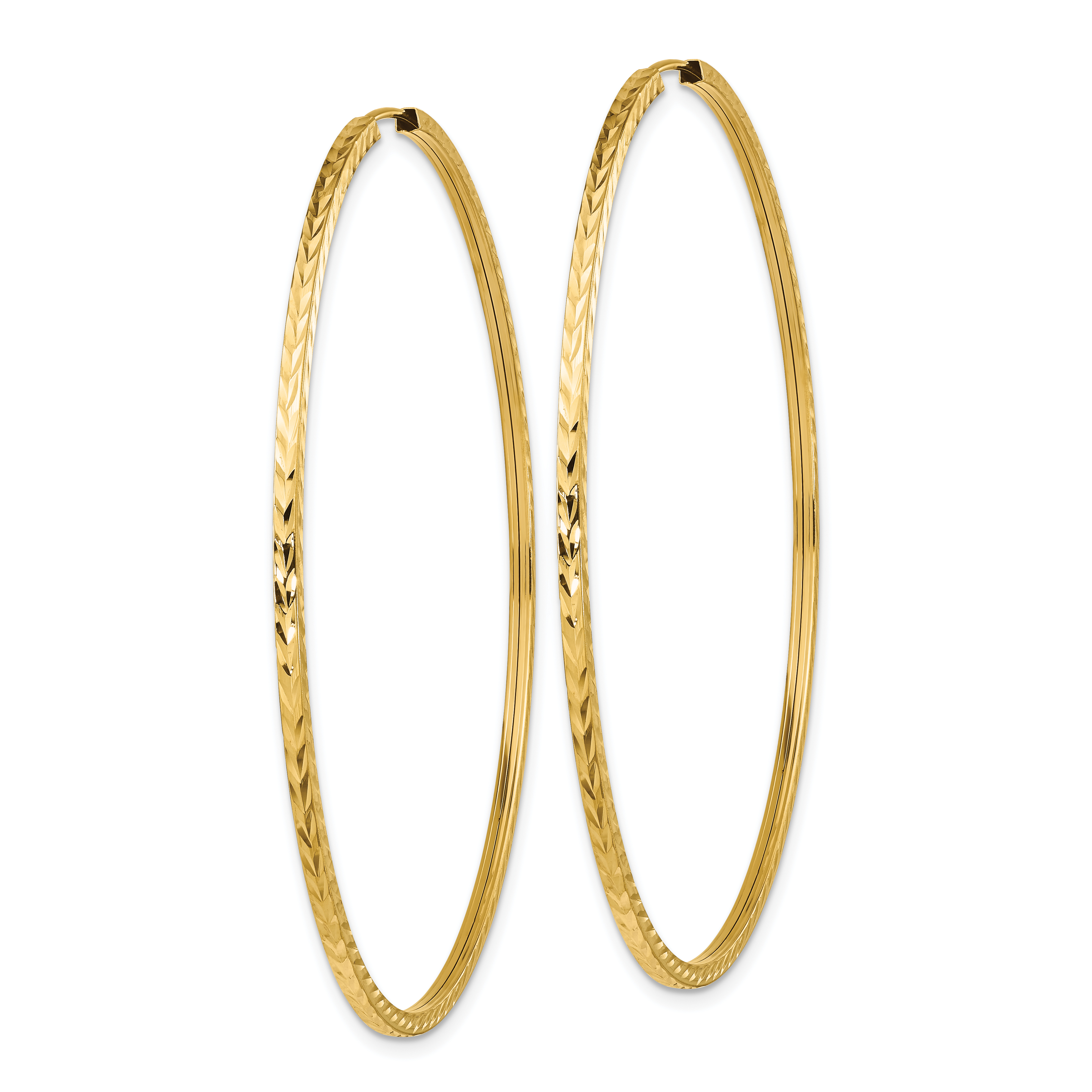  15 mm 14k Yellow Gold Polished Diamond-cut Square Tube Endless Hoop Earrings 1.35 mm Unknown Friendly Weight 14K yellow gold - view 44