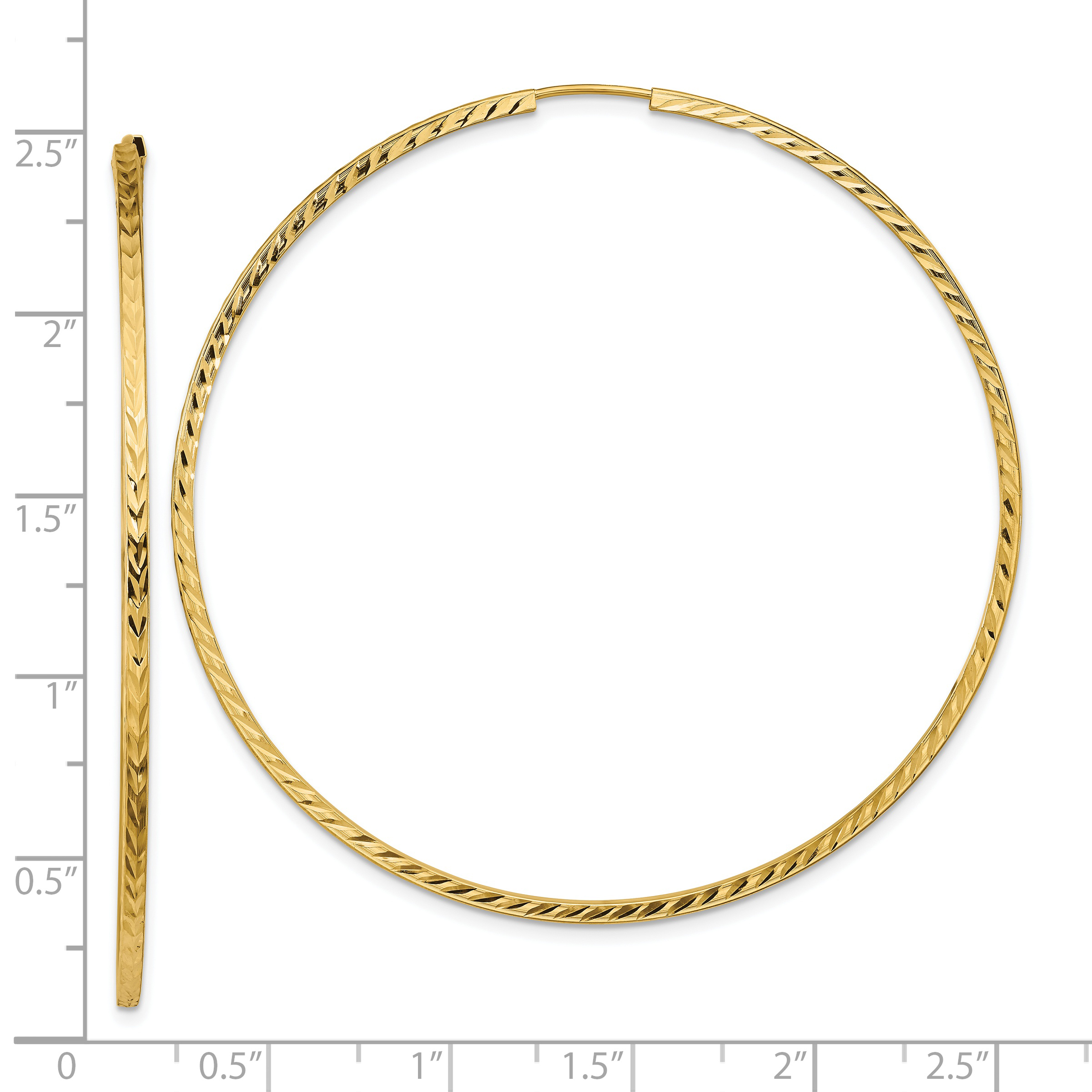  15 mm 14k Yellow Gold Polished Diamond-cut Square Tube Endless Hoop Earrings 1.35 mm Unknown Friendly Weight 14K yellow gold - view 46