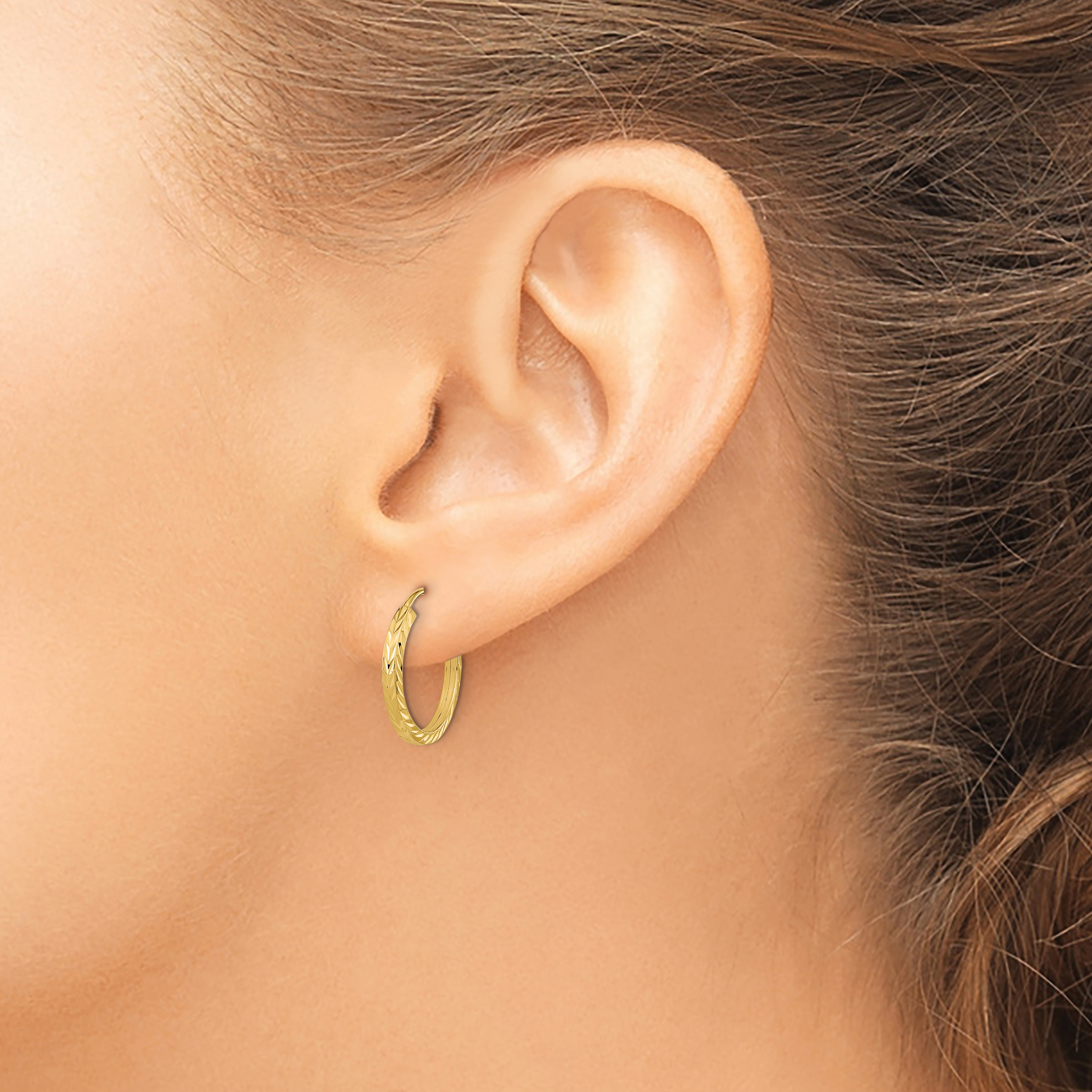  15 mm 14k Yellow Gold Polished Diamond-cut Square Tube Endless Hoop Earrings 1.35 mm Unknown Friendly Weight 14K yellow gold - view 2