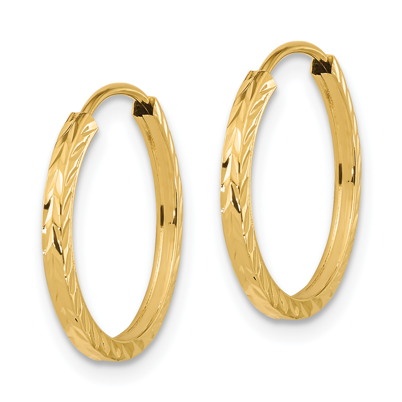  15 mm 14k Yellow Gold Polished Diamond-cut Square Tube Endless Hoop Earrings 1.35 mm Unknown Friendly Weight 14K yellow gold - view 6