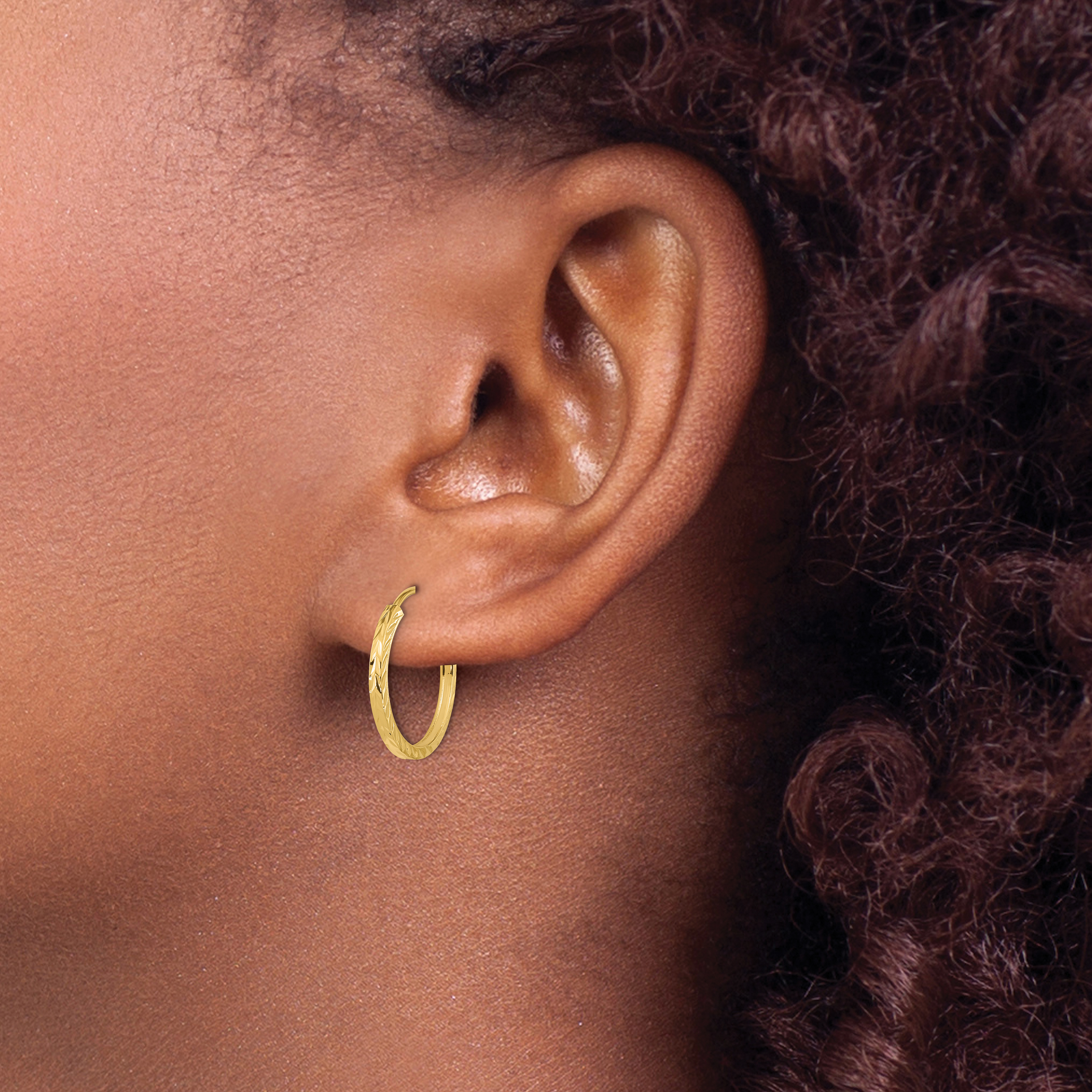  15 mm 14k Yellow Gold Polished Diamond-cut Square Tube Endless Hoop Earrings 1.35 mm Unknown Friendly Weight 14K yellow gold - view 7