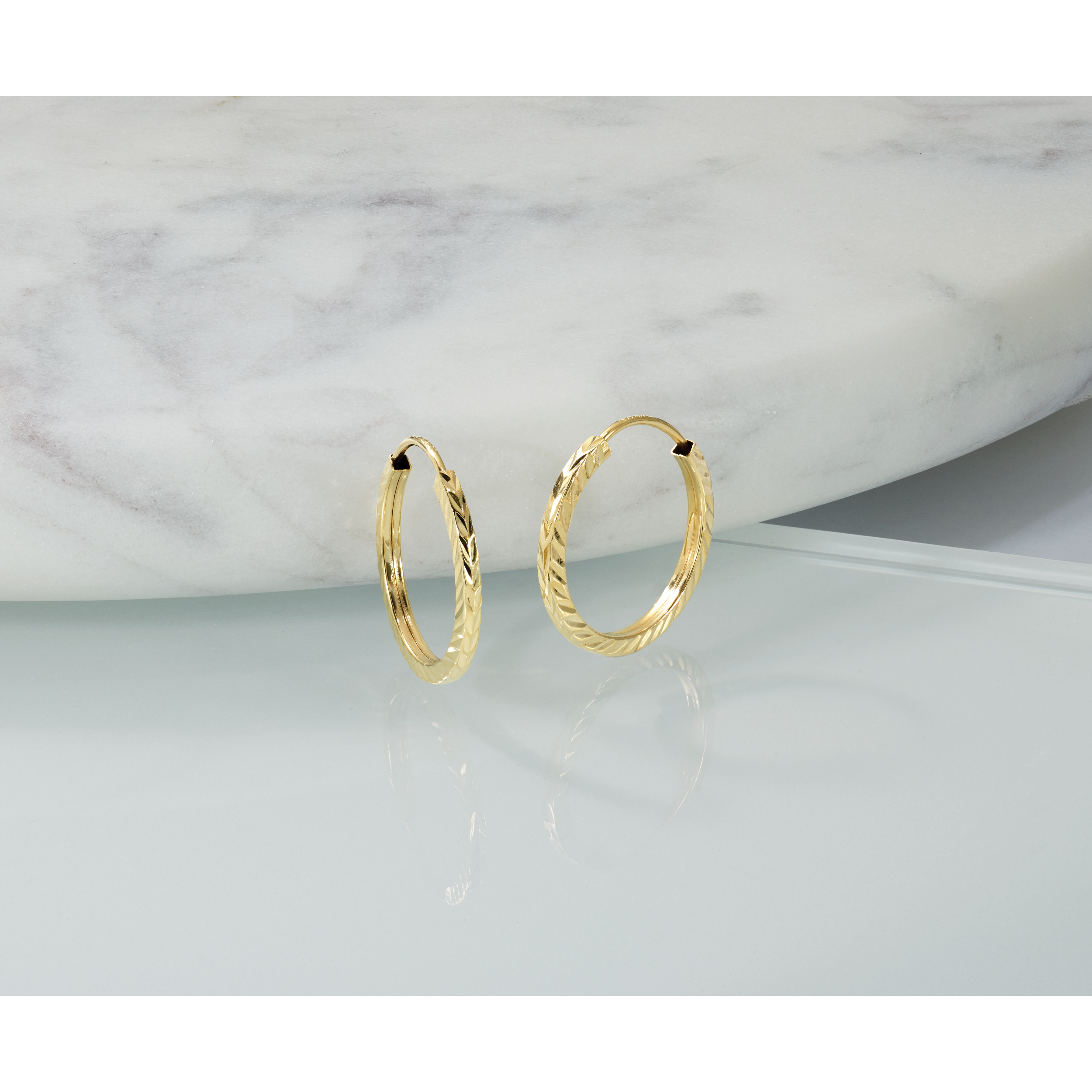  15 mm 14k Yellow Gold Polished Diamond-cut Square Tube Endless Hoop Earrings 1.35 mm Unknown Friendly Weight 14K yellow gold - view 9