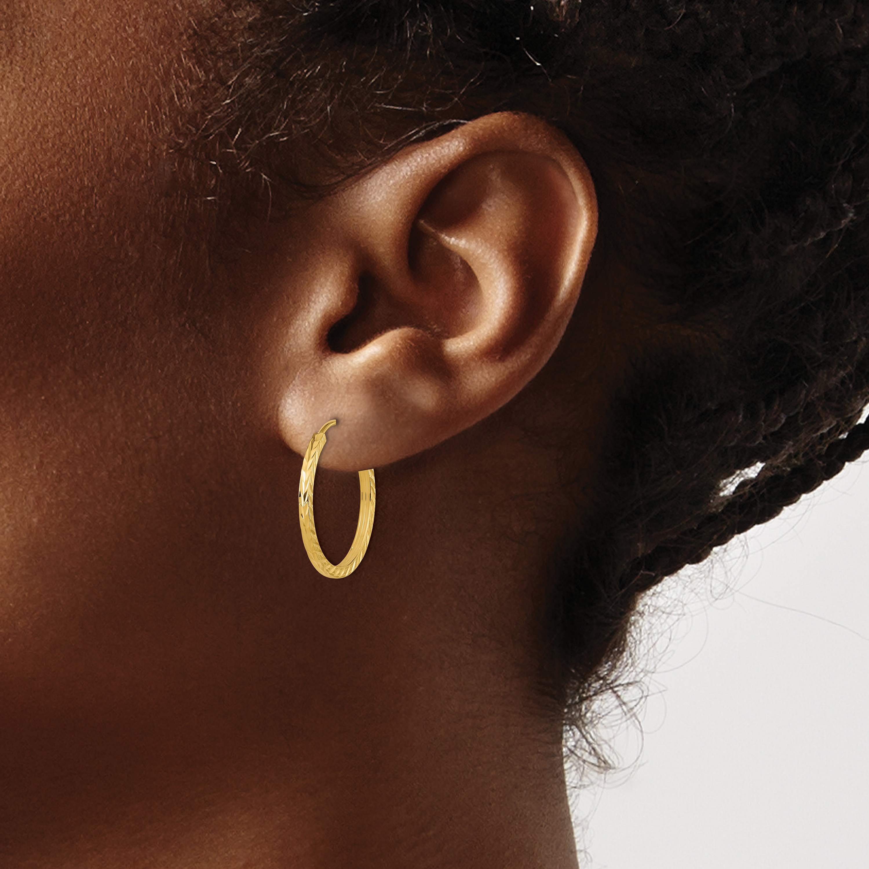  15 mm 14k Yellow Gold Polished Diamond-cut Square Tube Endless Hoop Earrings 1.35 mm Unknown Friendly Weight 14K yellow gold - view 12