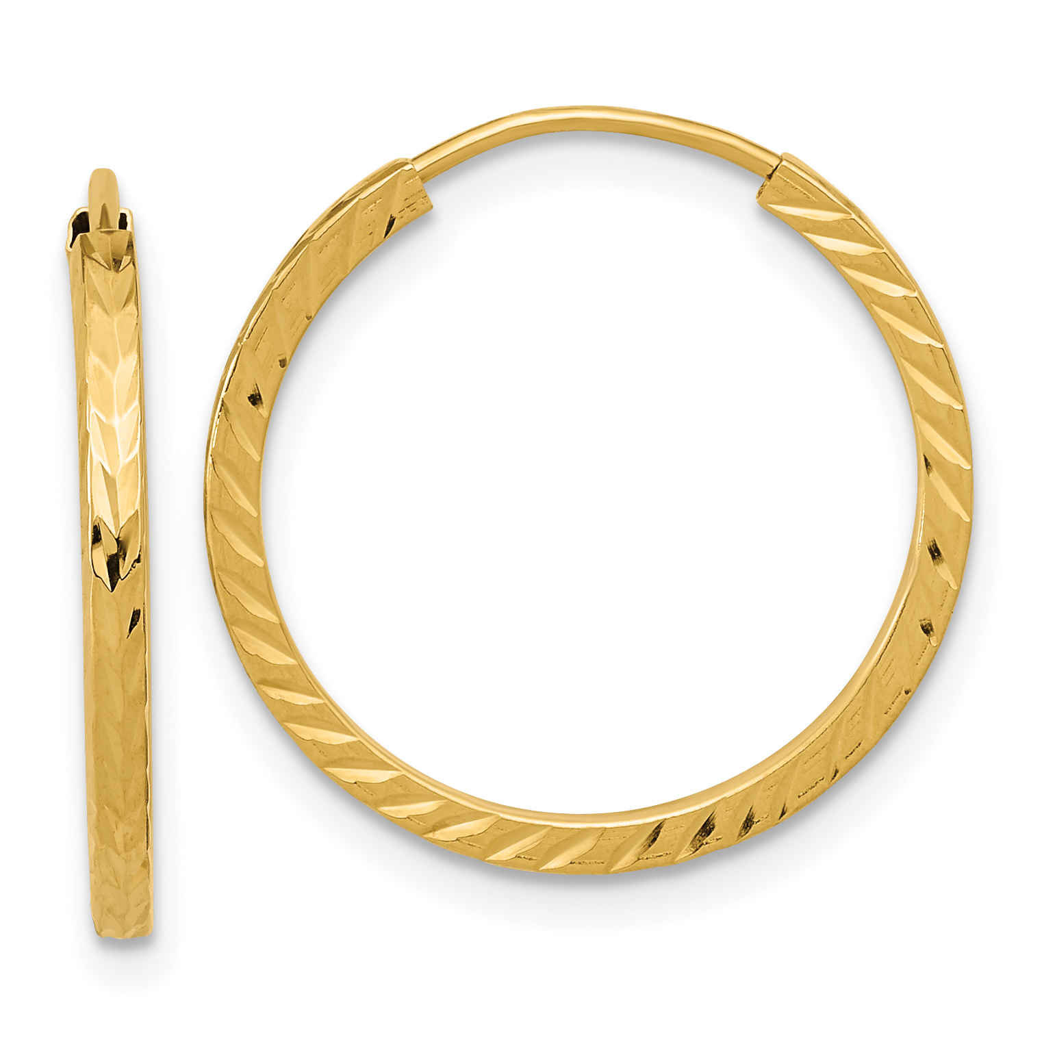  15 mm 14k Yellow Gold Polished Diamond-cut Square Tube Endless Hoop Earrings 1.35 mm Unknown Friendly Weight 14K yellow gold - view 15