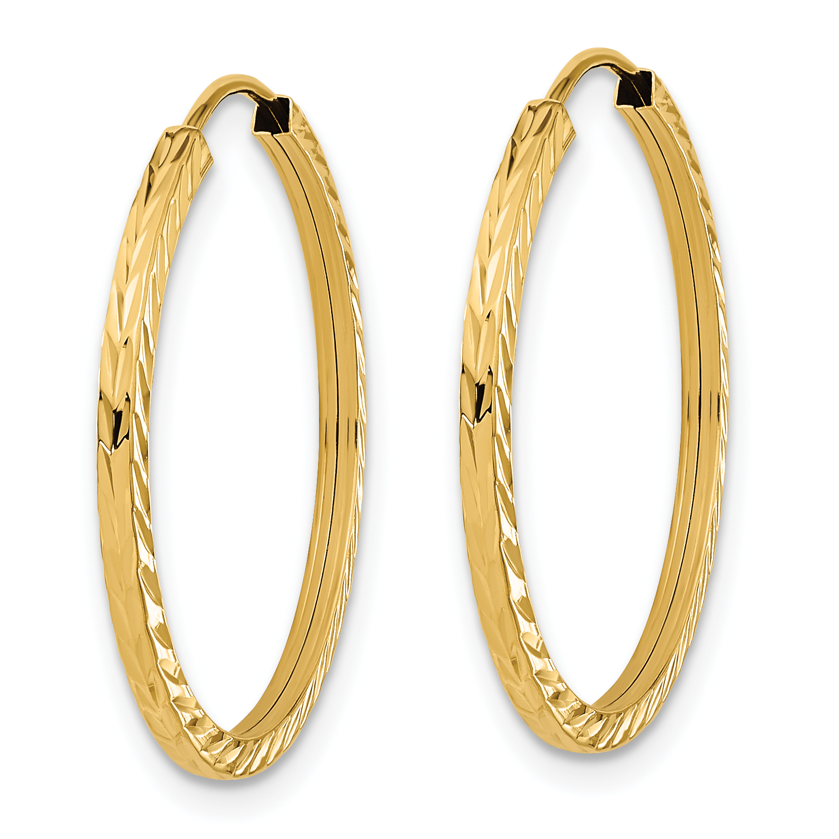 15 mm 14k Yellow Gold Polished Diamond-cut Square Tube Endless Hoop Earrings 1.35 mm Unknown Friendly Weight 14K yellow gold - view 16