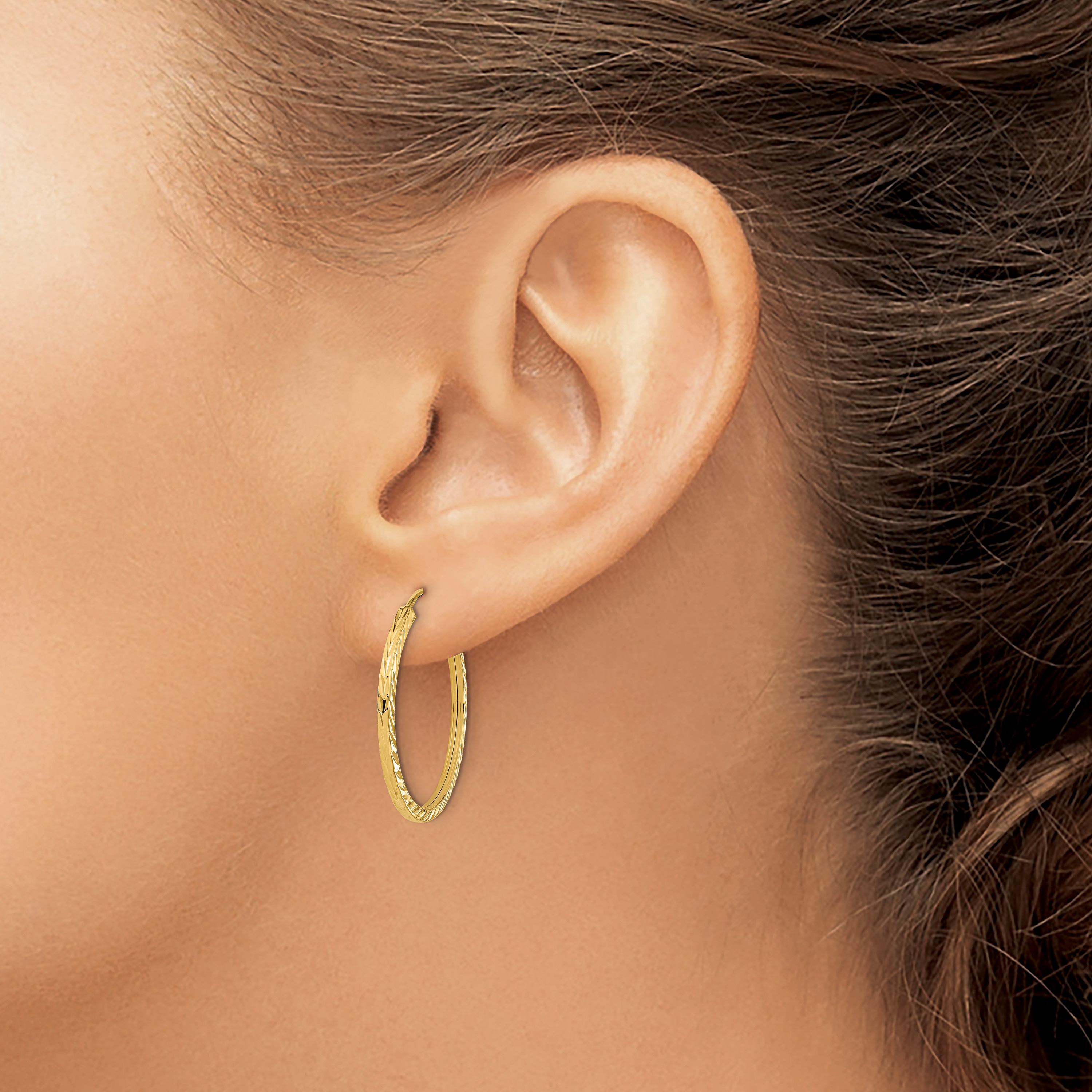  15 mm 14k Yellow Gold Polished Diamond-cut Square Tube Endless Hoop Earrings 1.35 mm Unknown Friendly Weight 14K yellow gold - view 17