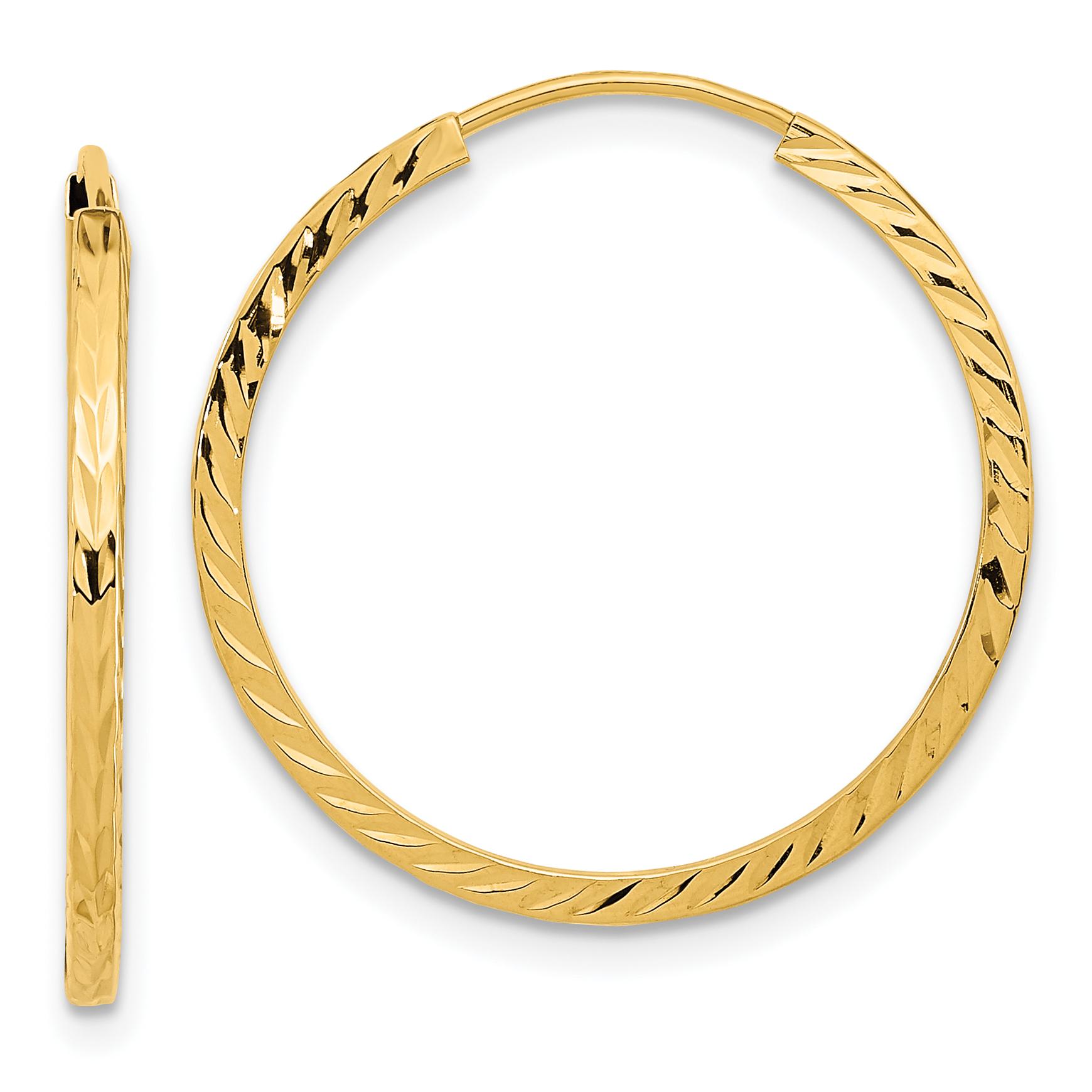 15 mm 14k Yellow Gold Polished Diamond-cut Square Tube Endless Hoop Earrings 1.35 mm Unknown Friendly Weight 14K yellow gold - view 20