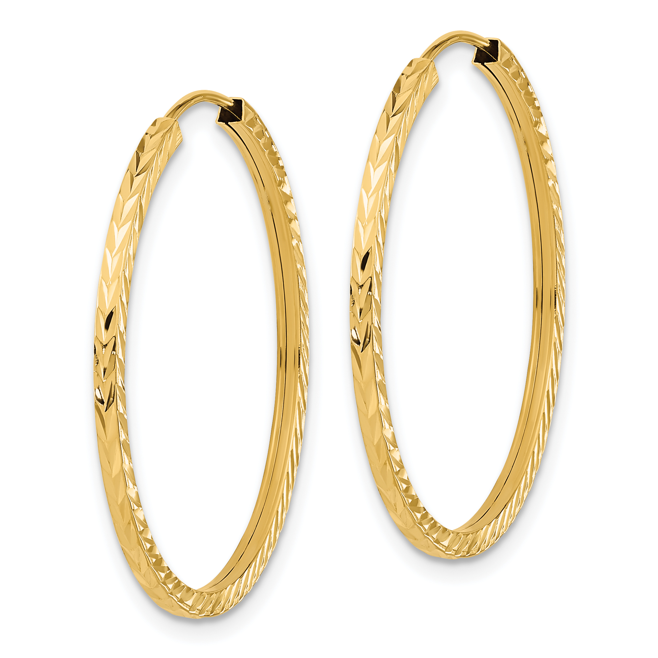  15 mm 14k Yellow Gold Polished Diamond-cut Square Tube Endless Hoop Earrings 1.35 mm Unknown Friendly Weight 14K yellow gold - view 21