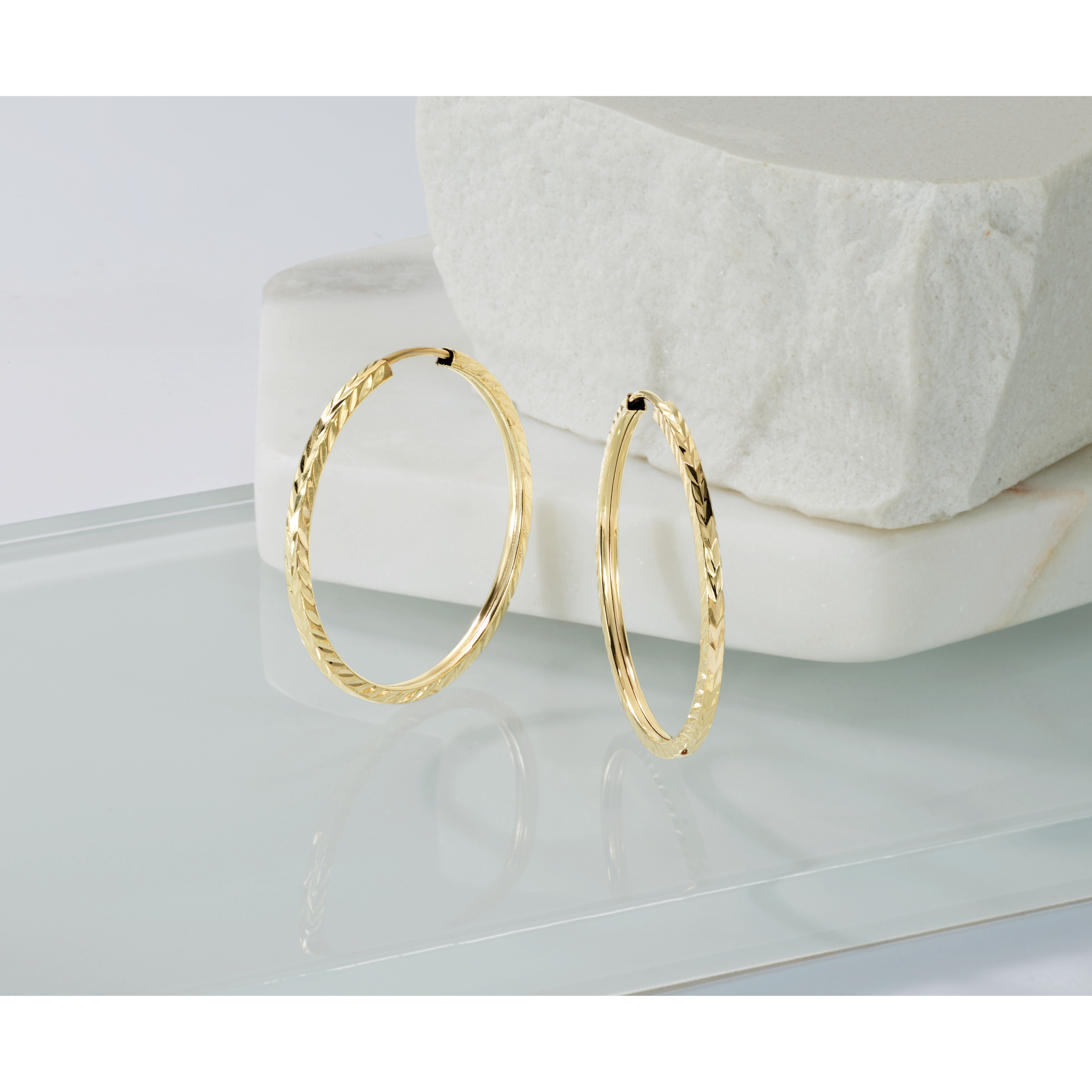  15 mm 14k Yellow Gold Polished Diamond-cut Square Tube Endless Hoop Earrings 1.35 mm Unknown Friendly Weight 14K yellow gold - view 24