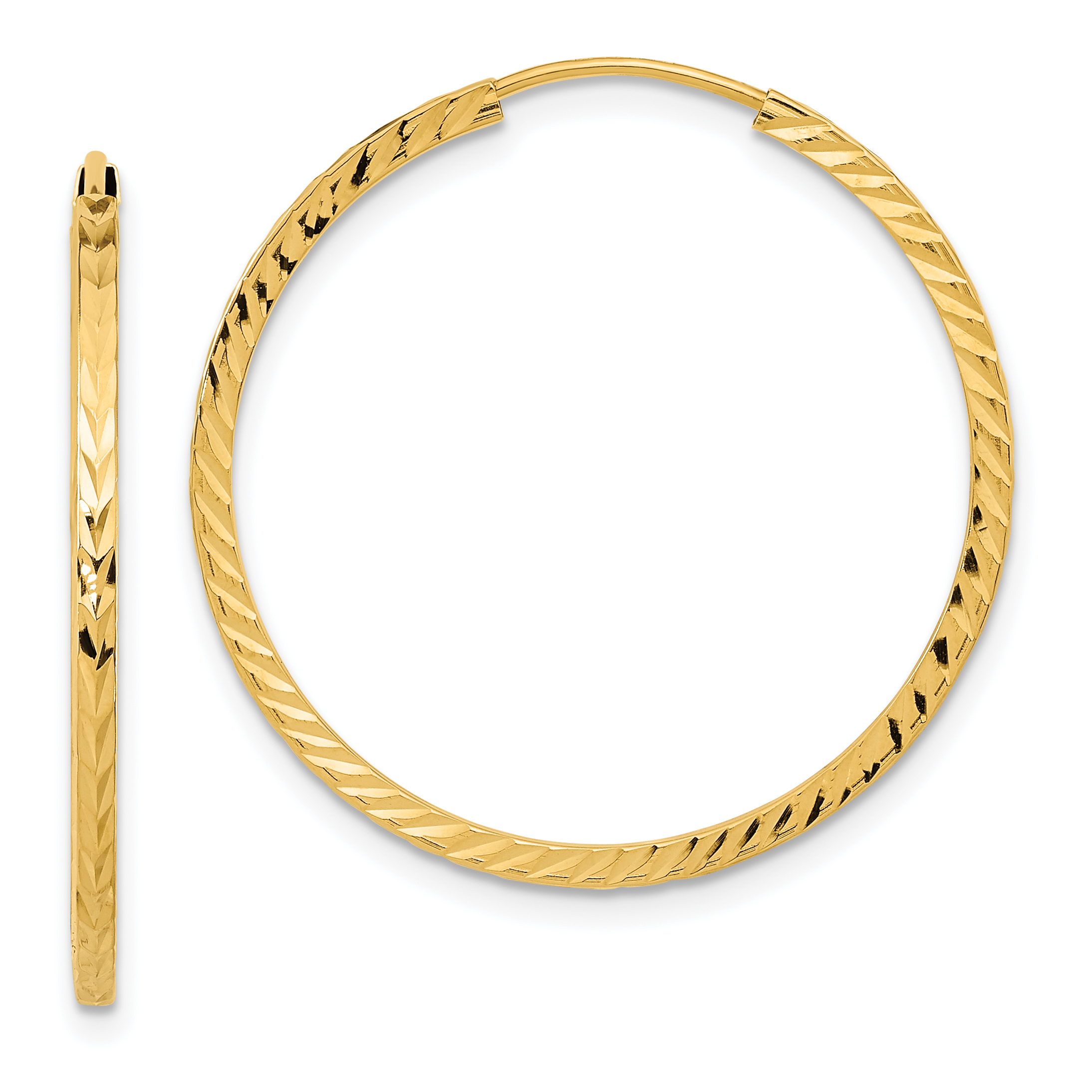  15 mm 14k Yellow Gold Polished Diamond-cut Square Tube Endless Hoop Earrings 1.35 mm Unknown Friendly Weight 14K yellow gold - view 25