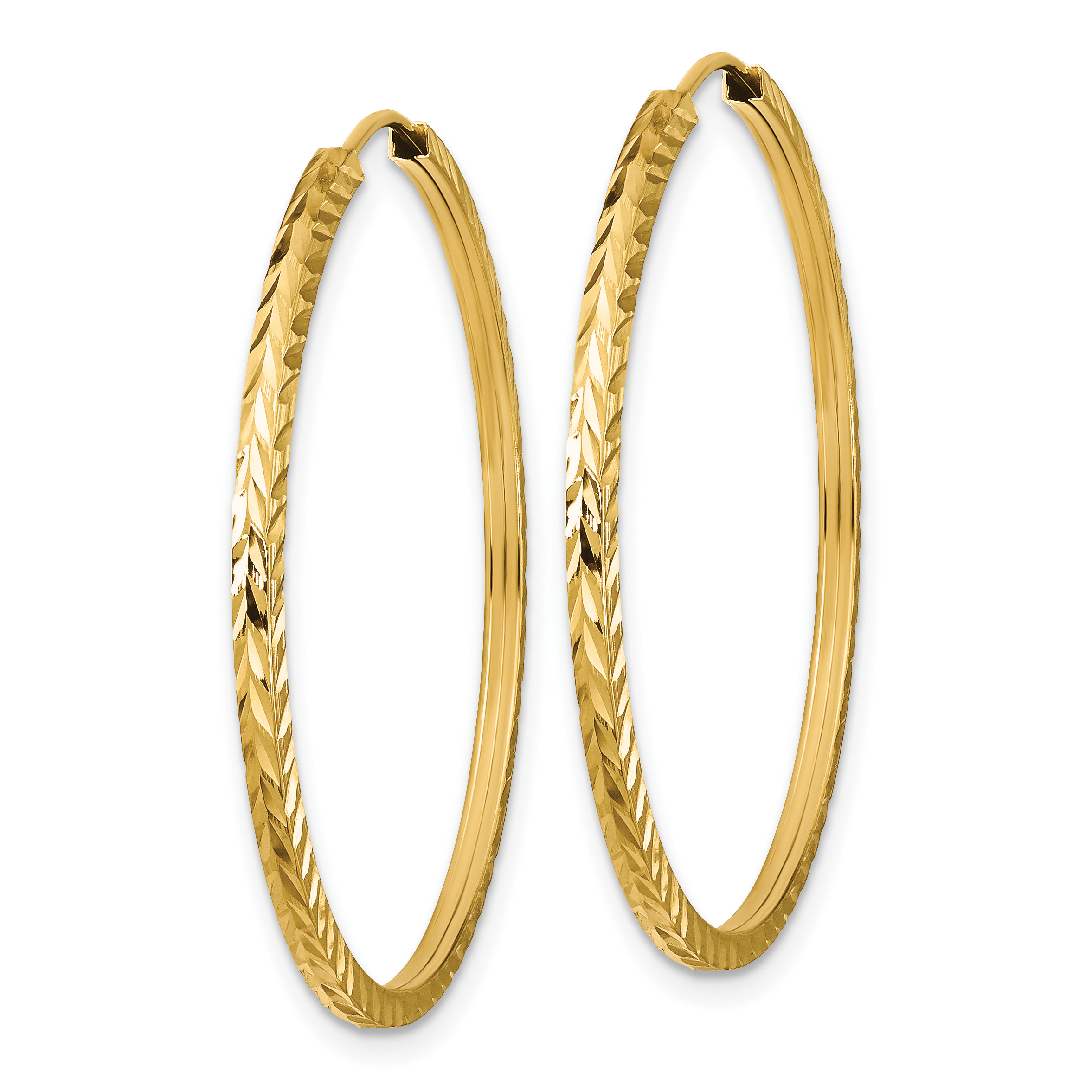  15 mm 14k Yellow Gold Polished Diamond-cut Square Tube Endless Hoop Earrings 1.35 mm Unknown Friendly Weight 14K yellow gold - view 26