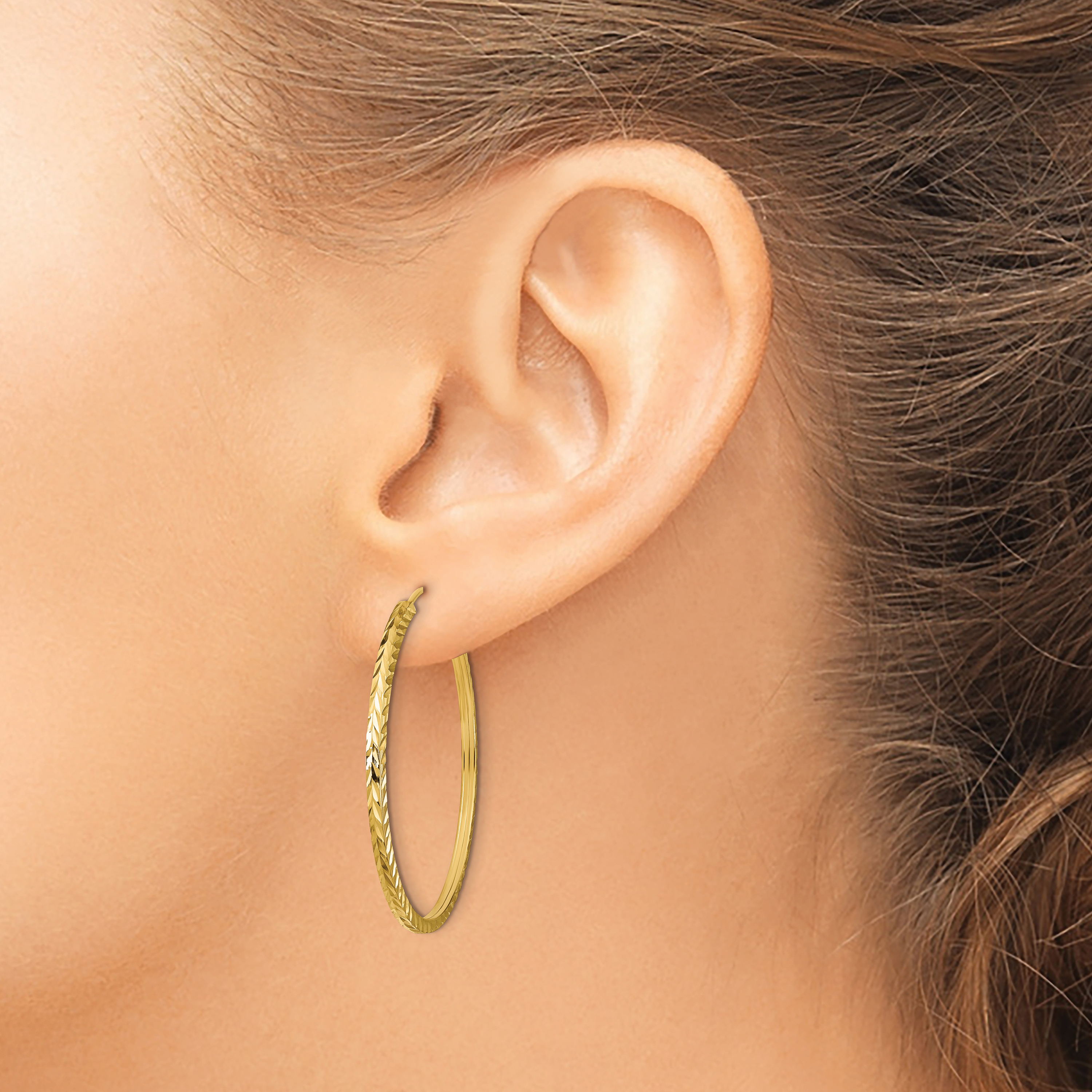  15 mm 14k Yellow Gold Polished Diamond-cut Square Tube Endless Hoop Earrings 1.35 mm Unknown Friendly Weight 14K yellow gold - view 27
