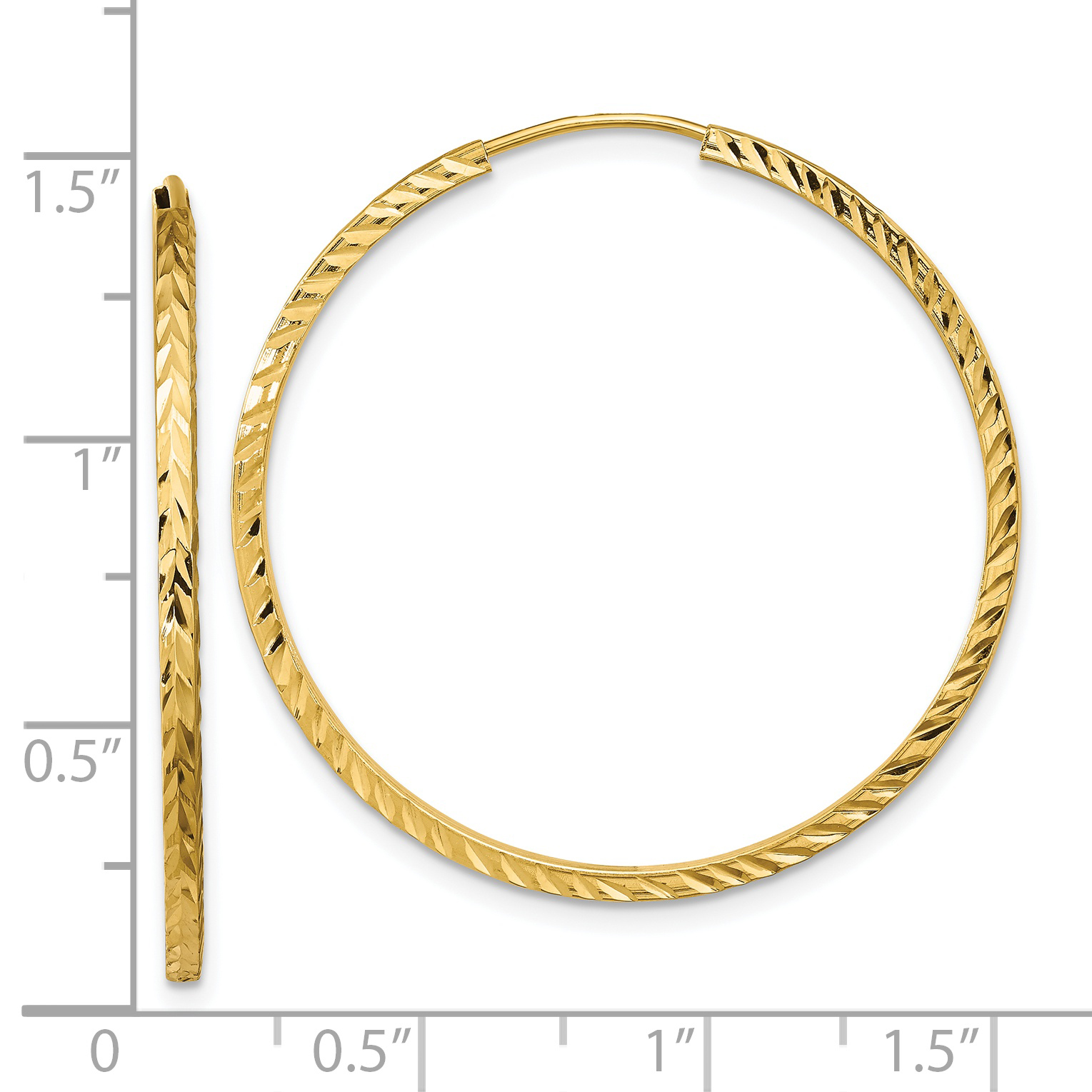  15 mm 14k Yellow Gold Polished Diamond-cut Square Tube Endless Hoop Earrings 1.35 mm Unknown Friendly Weight 14K yellow gold - view 28